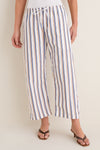 Parch Choco and Blue Yoshi Stripe Crop Drawstring Pants