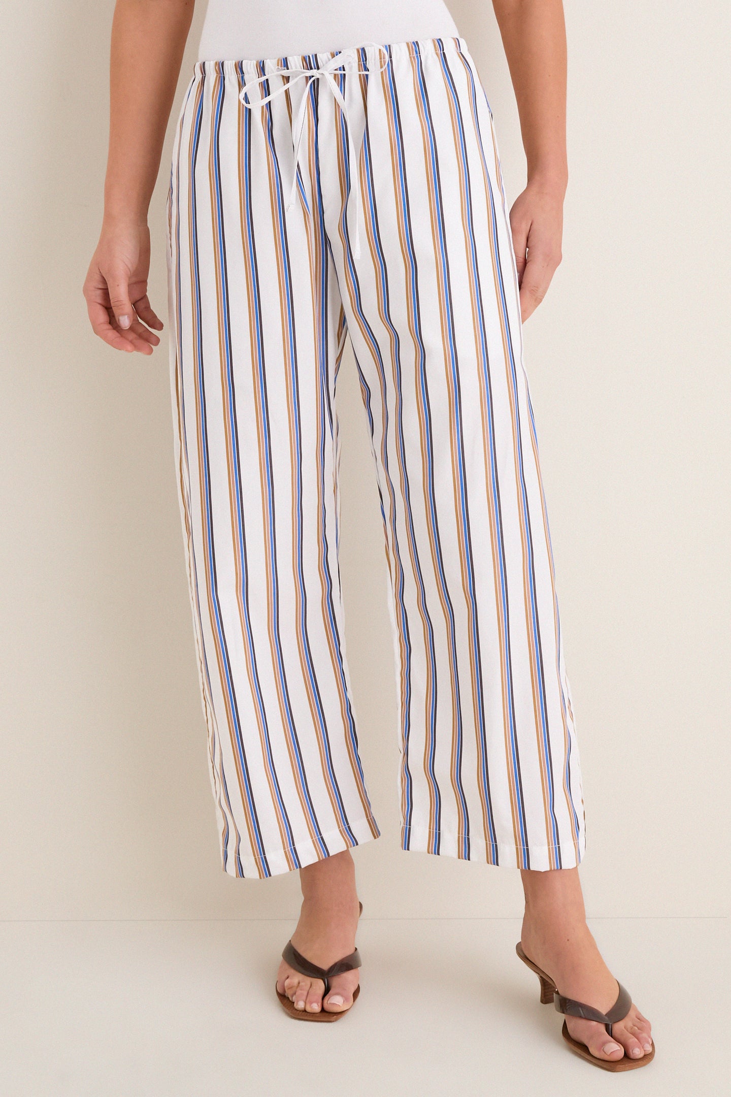 Parch Choco and Blue Yoshi Stripe Crop Drawstring Pants