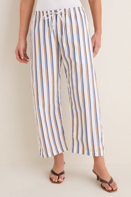 Parch Choco and Blue Yoshi Stripe Crop Drawstring Pants