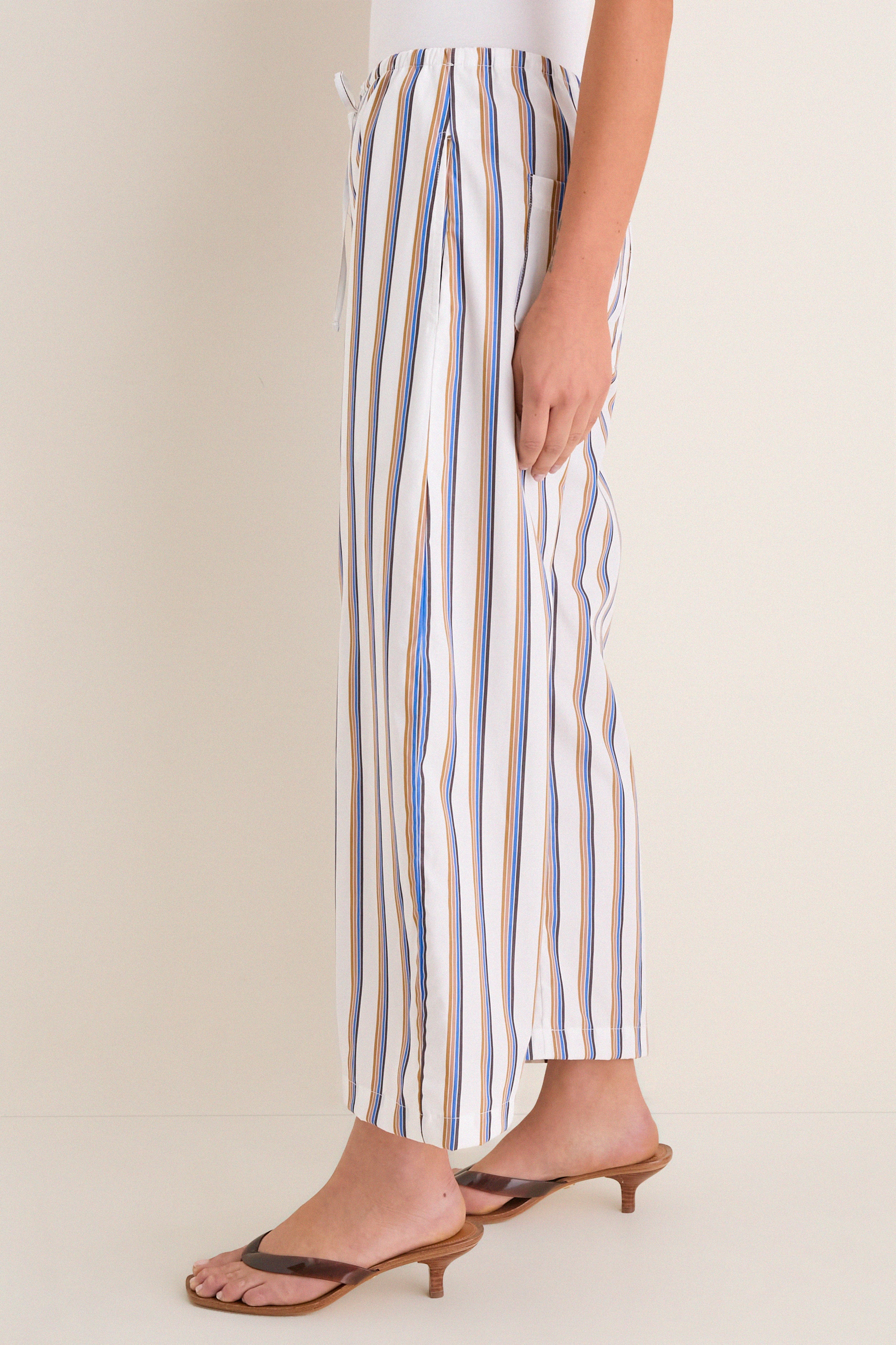 Parch Choco and Blue Yoshi Stripe Crop Drawstring Pants | Leset