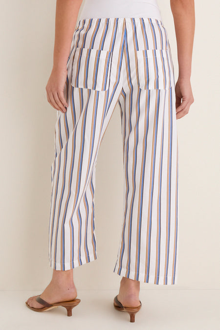 Parch Choco and Blue Yoshi Stripe Crop Drawstring Pants