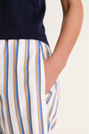 Parch Choco and Blue Yoshi Stripe Crop Drawstring Pants