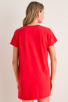 Classic and effortless, the Cerise Margo Mini Dress showcases a fun, boxy T-shirt silhouette with short sleeves, embodying high-end style in bright red cotton.