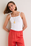 White Nando Square Neck Tank