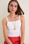 White Nando Square Neck Tank