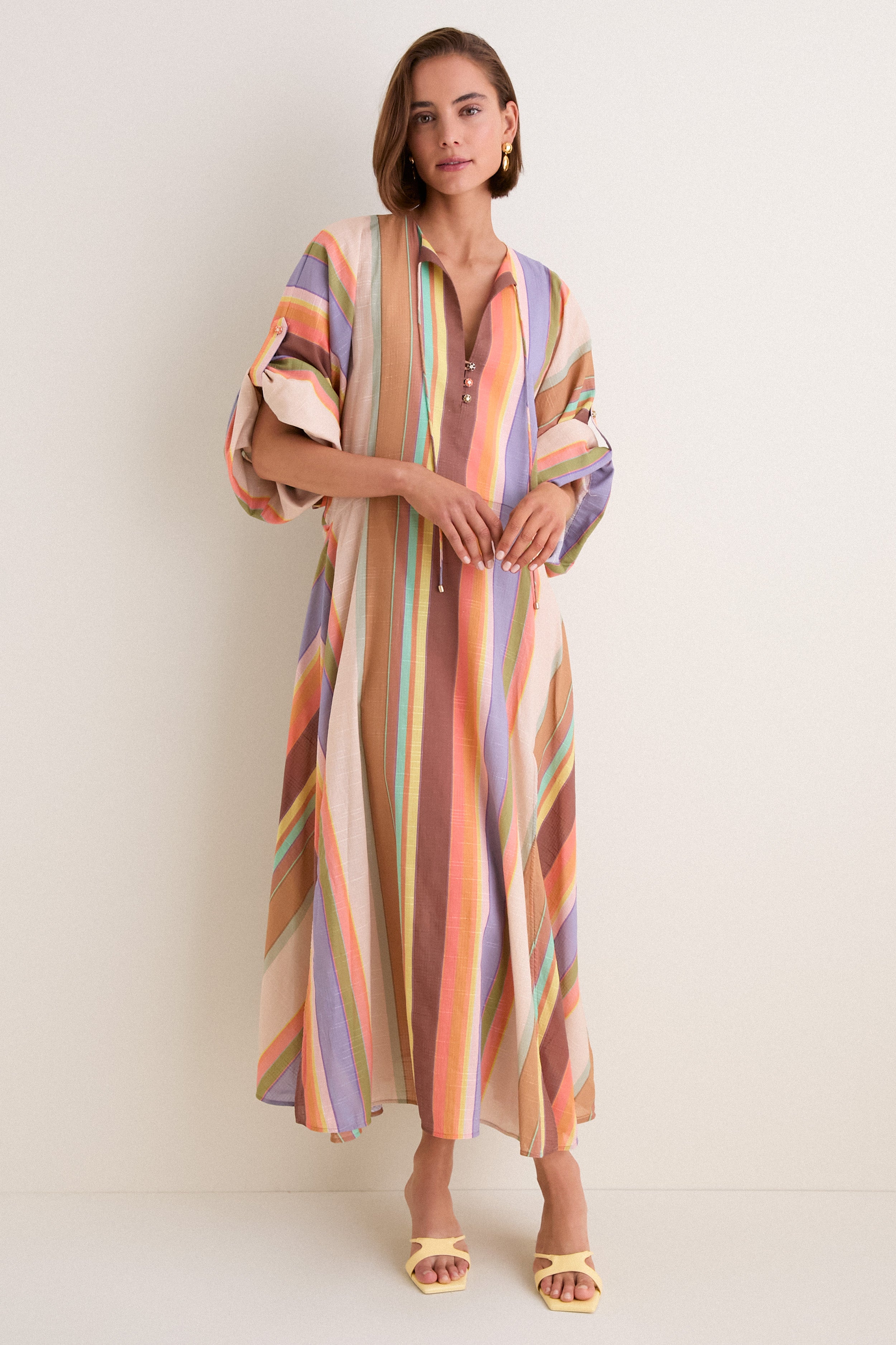 multicolored midi dress Multi Stripe Solstice Tunic White Cut Out Mini Vacation Shop 2023 this dress is your Color:light blue/multi