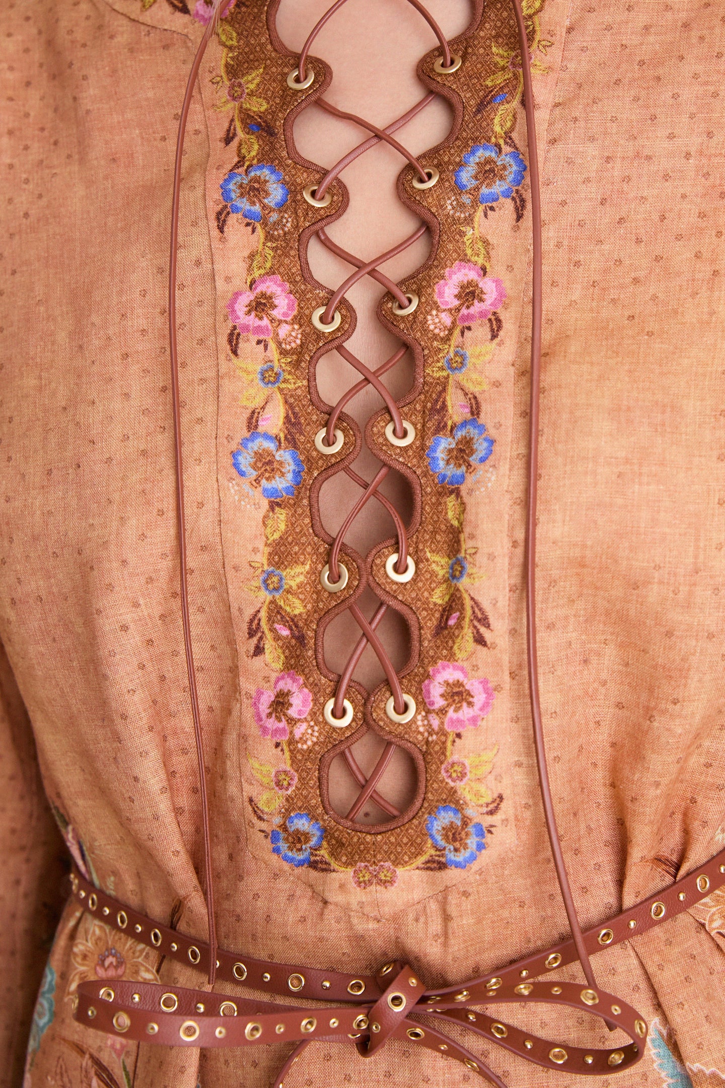 Tan Scarf Floral Indra Tunic Midi Dress