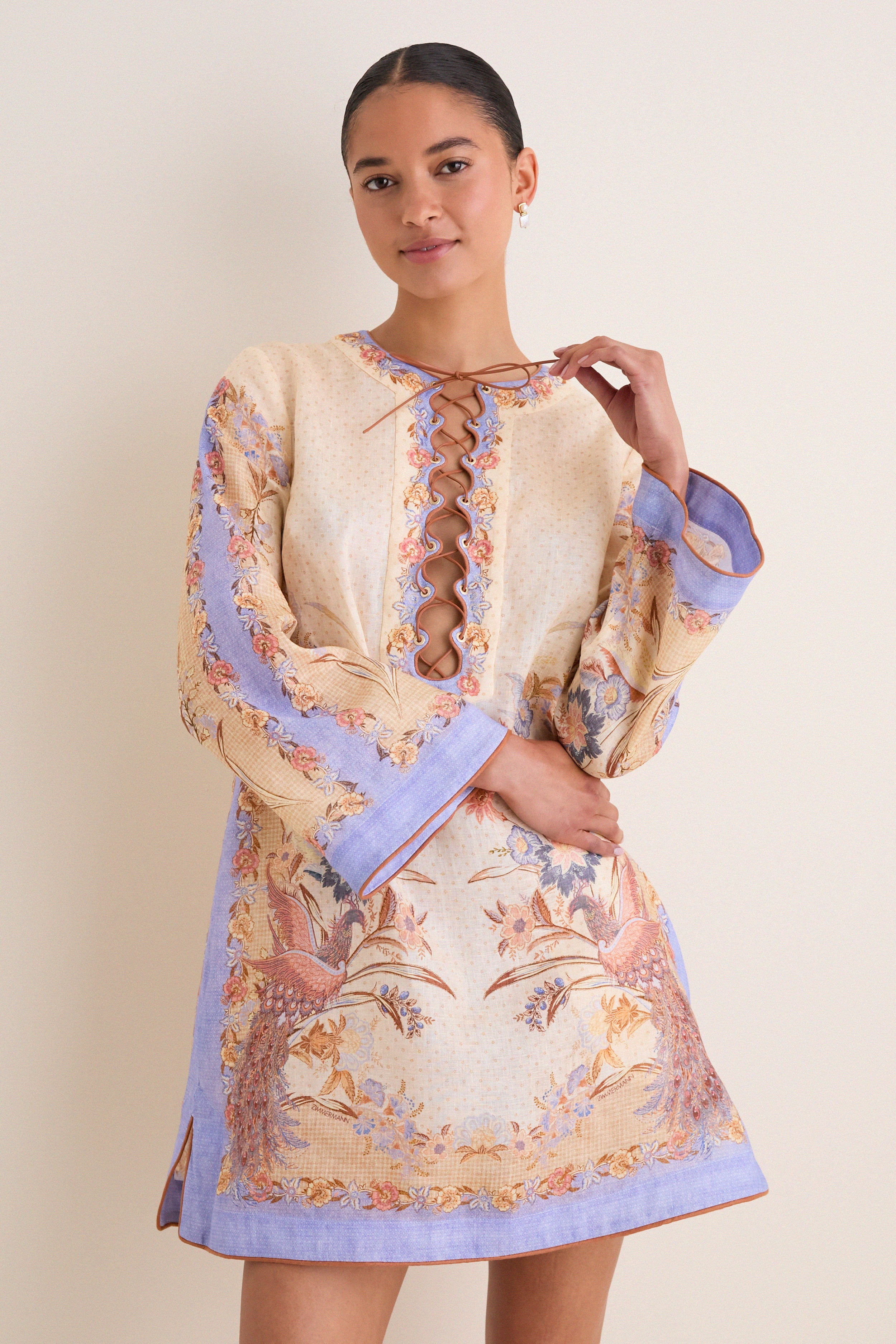 Biscuit Scarf Floral Indra Tunic Mini Dress | Zimmermann