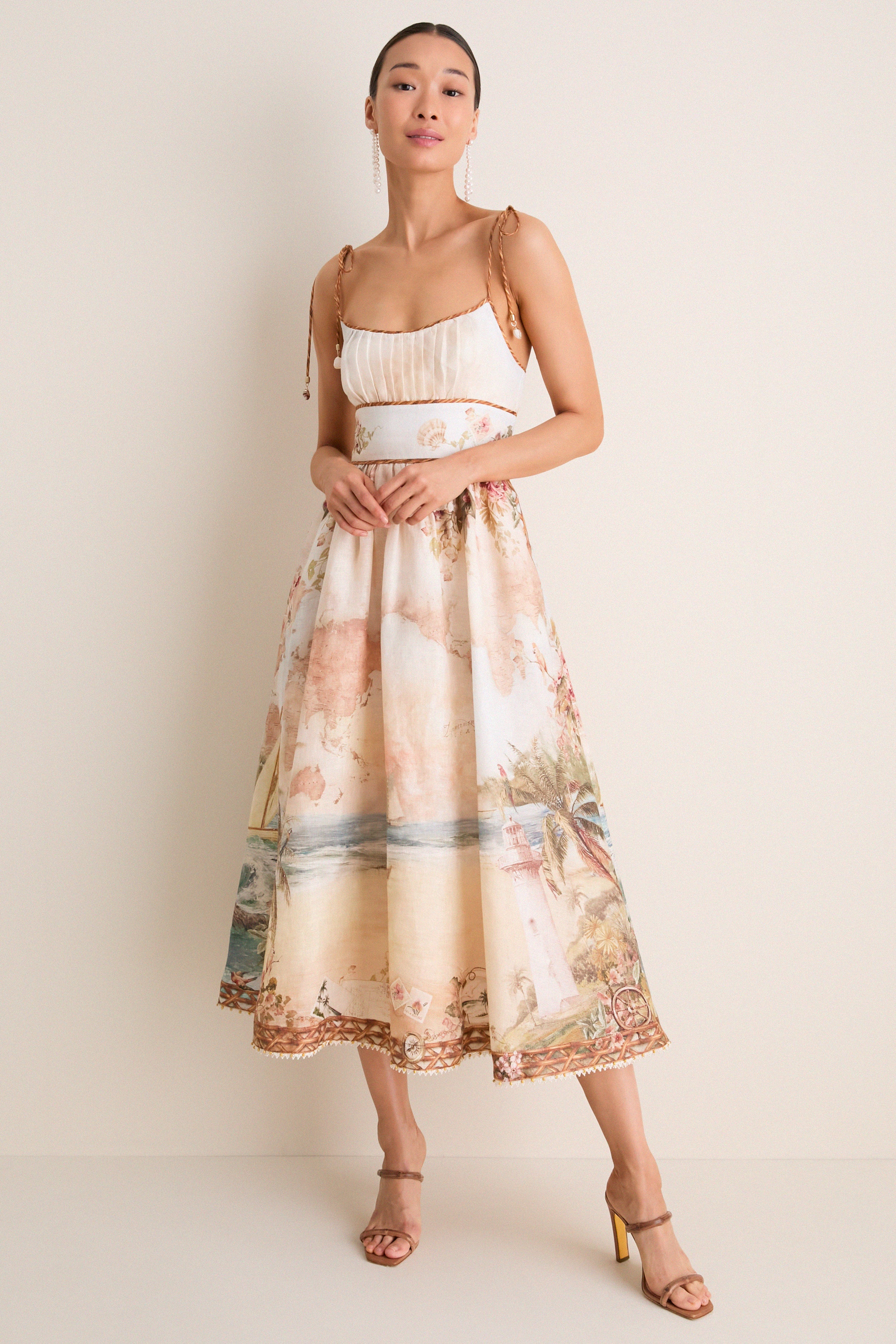 Island Map Blue Mahon Picnic Dress