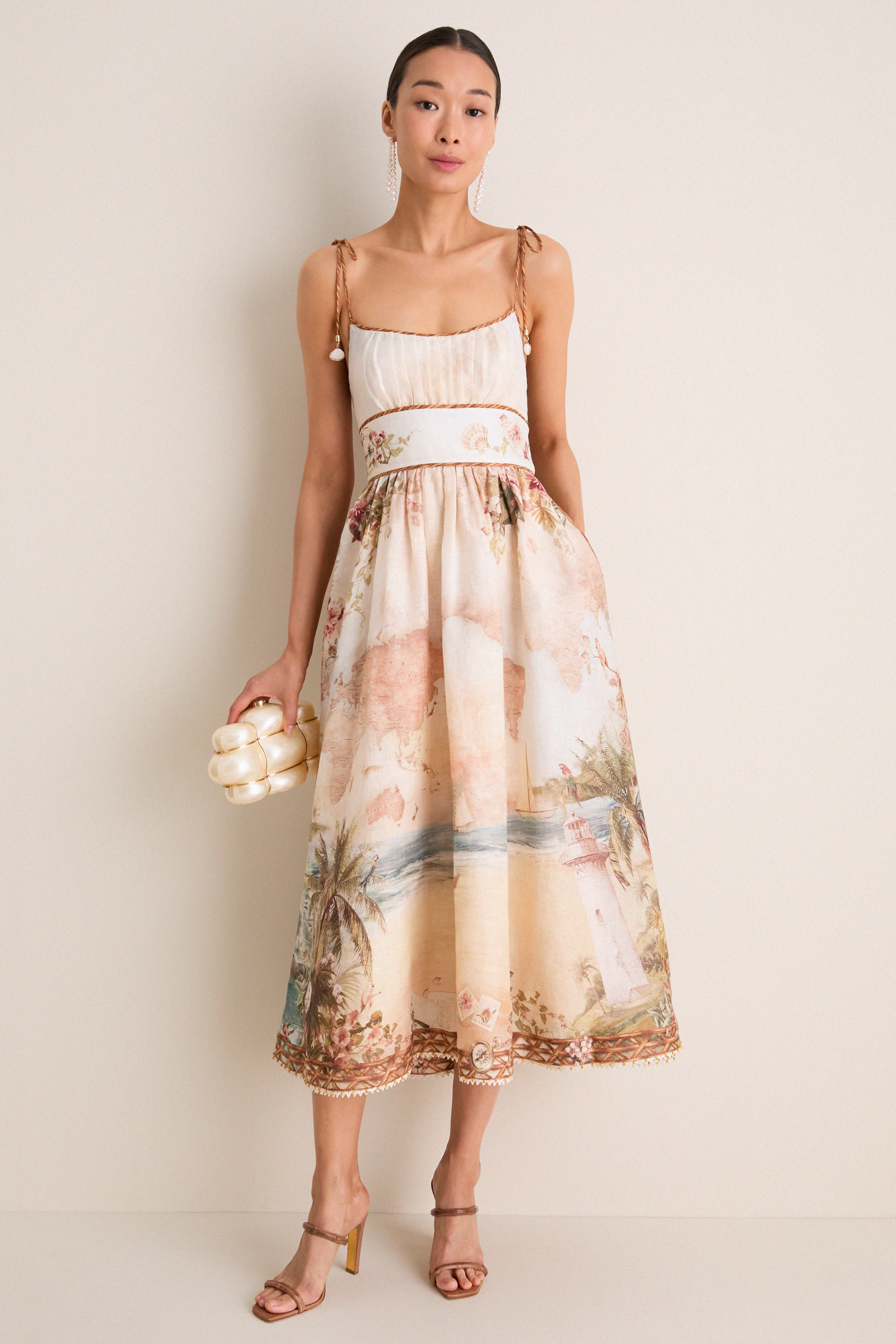 Island Map Blue Mahon Picnic Dress
