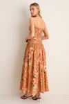 Tan Hibiscus Mahon Tie Front Midi Dress