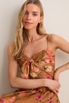 Tan Hibiscus Mahon Tie Front Midi Dress