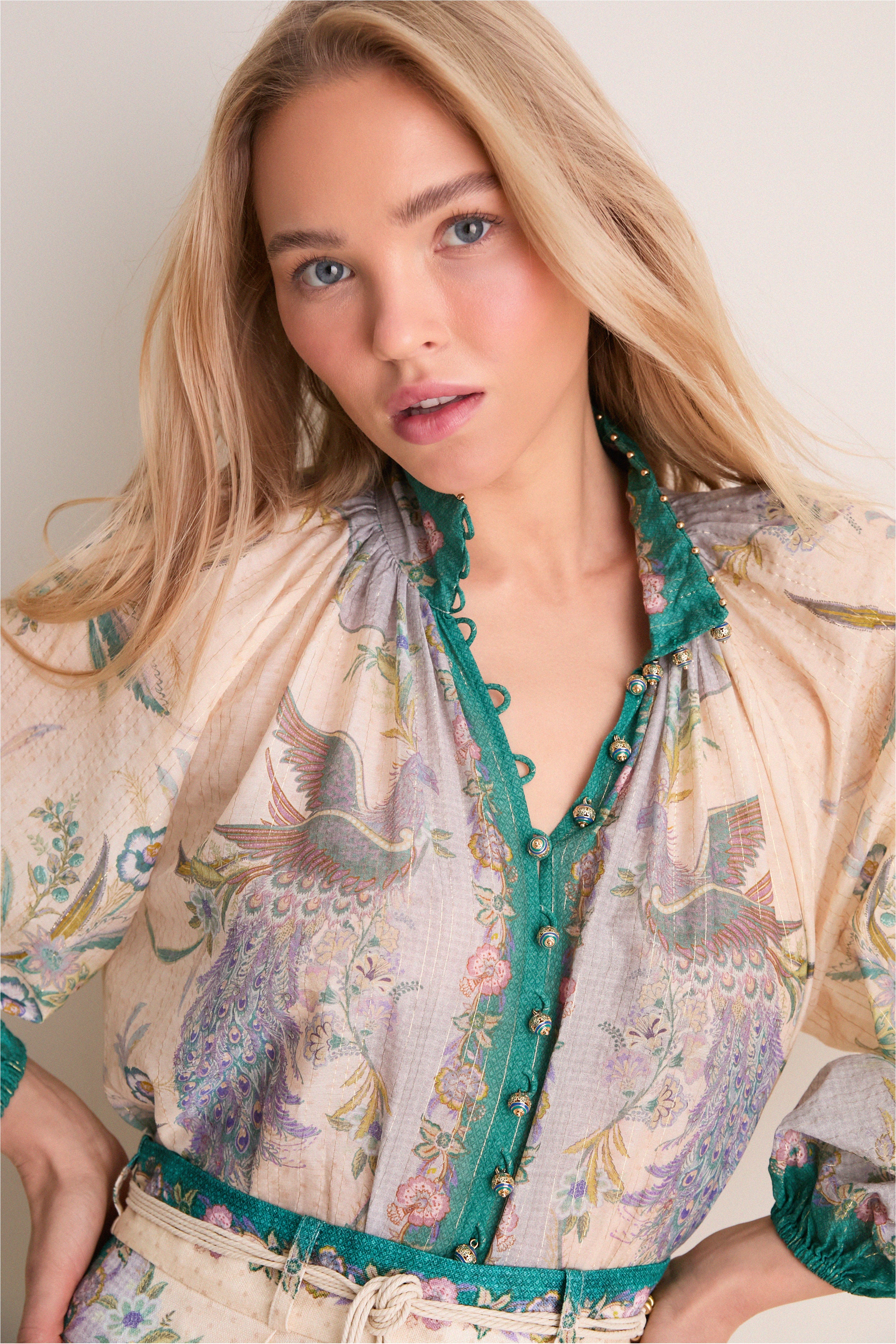 Cream Scarf Floral Indra Billow Blouse | Zimmermann