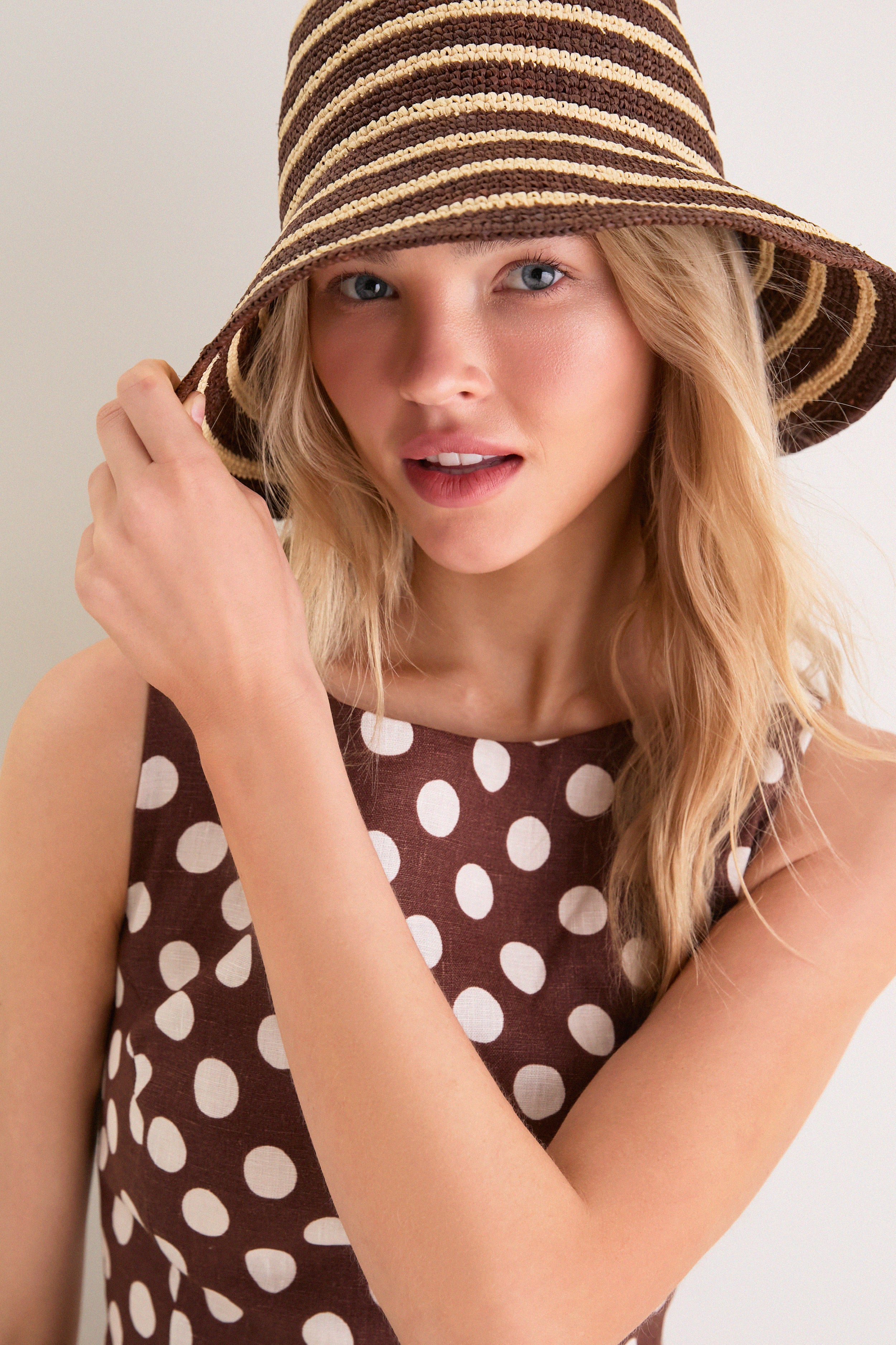 Walnut Stripe Felix Hat | Janessa Leone