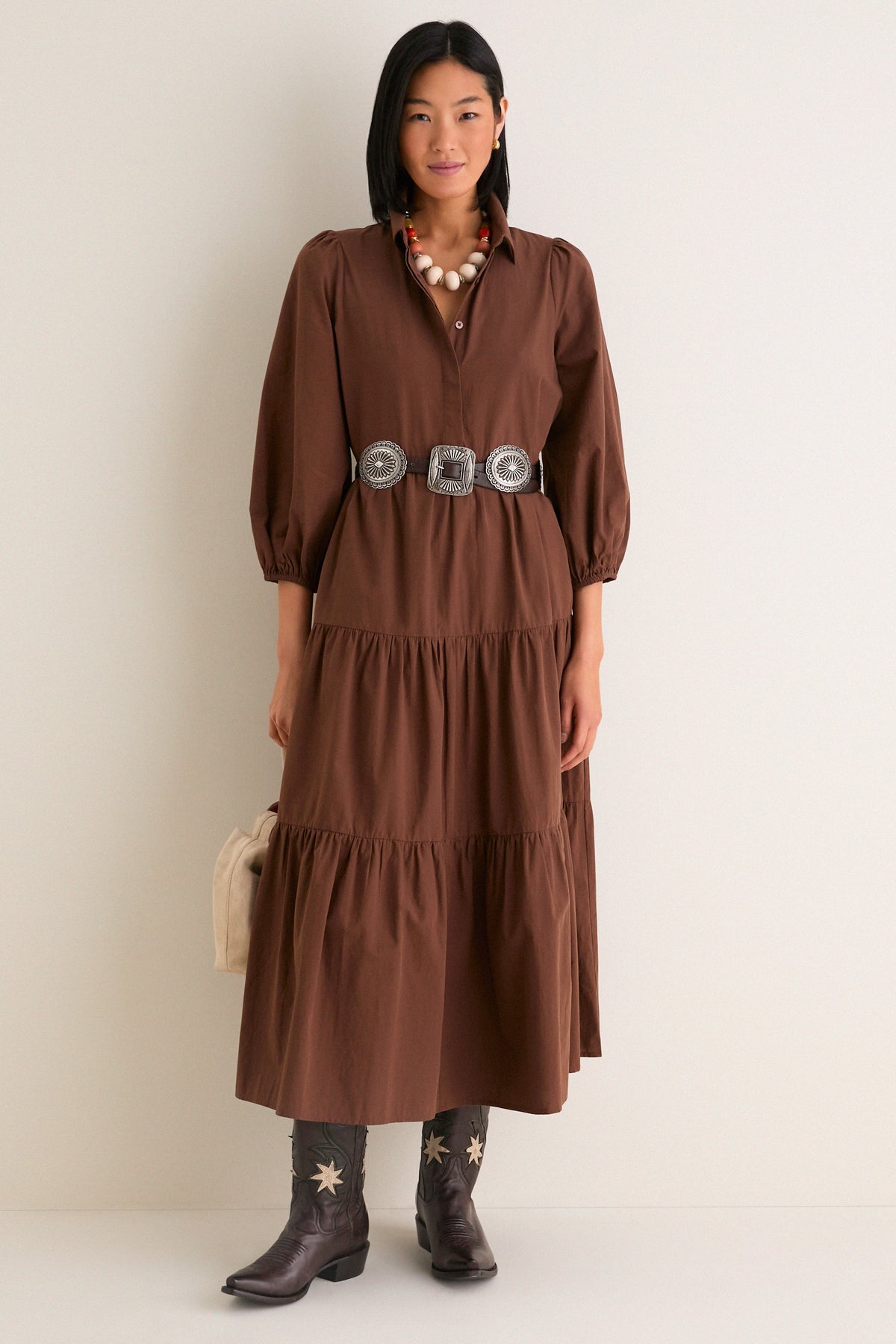 Chocolate Cotton Mabel Maxi Dress