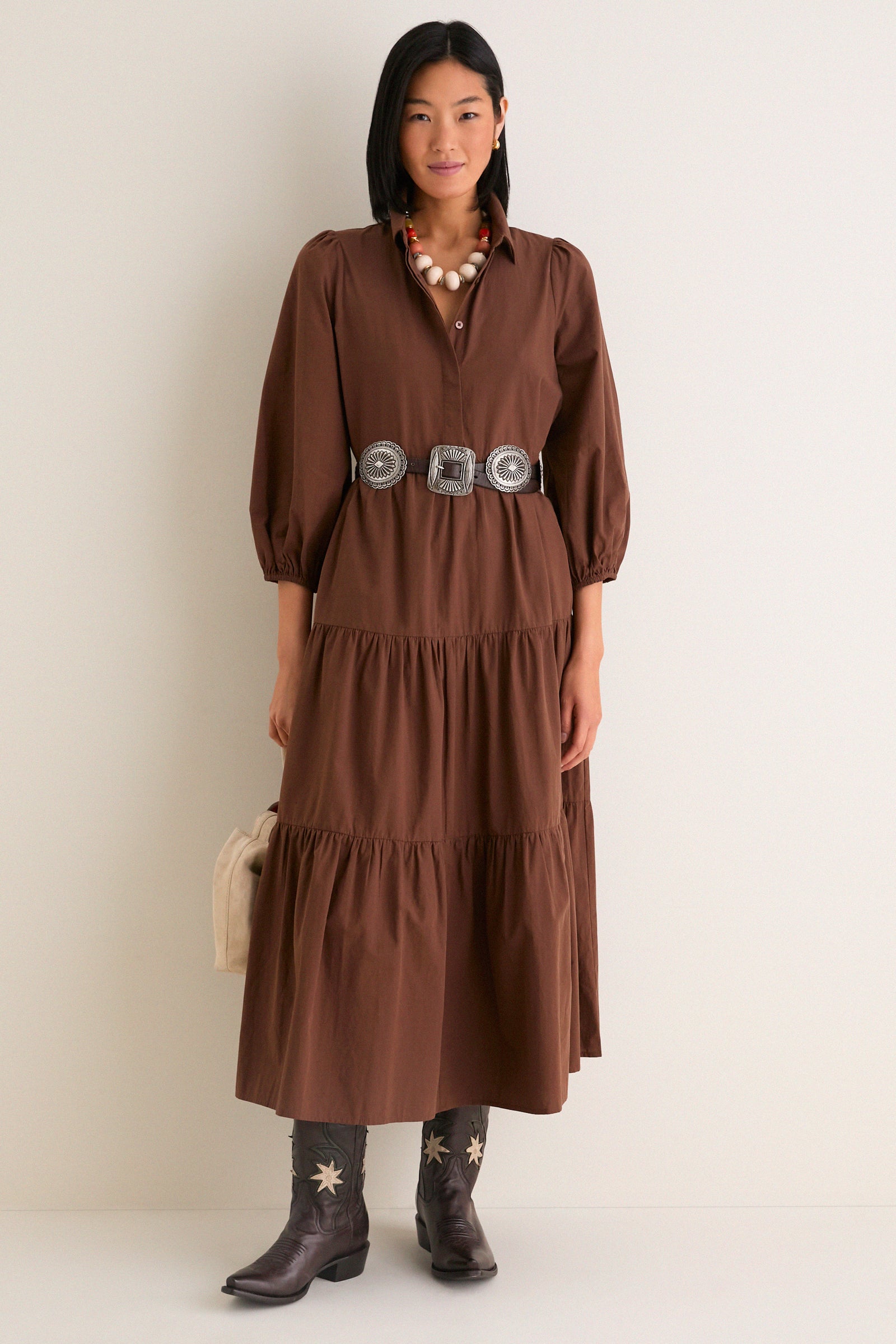 Chocolate Cotton Mabel Maxi Dress
