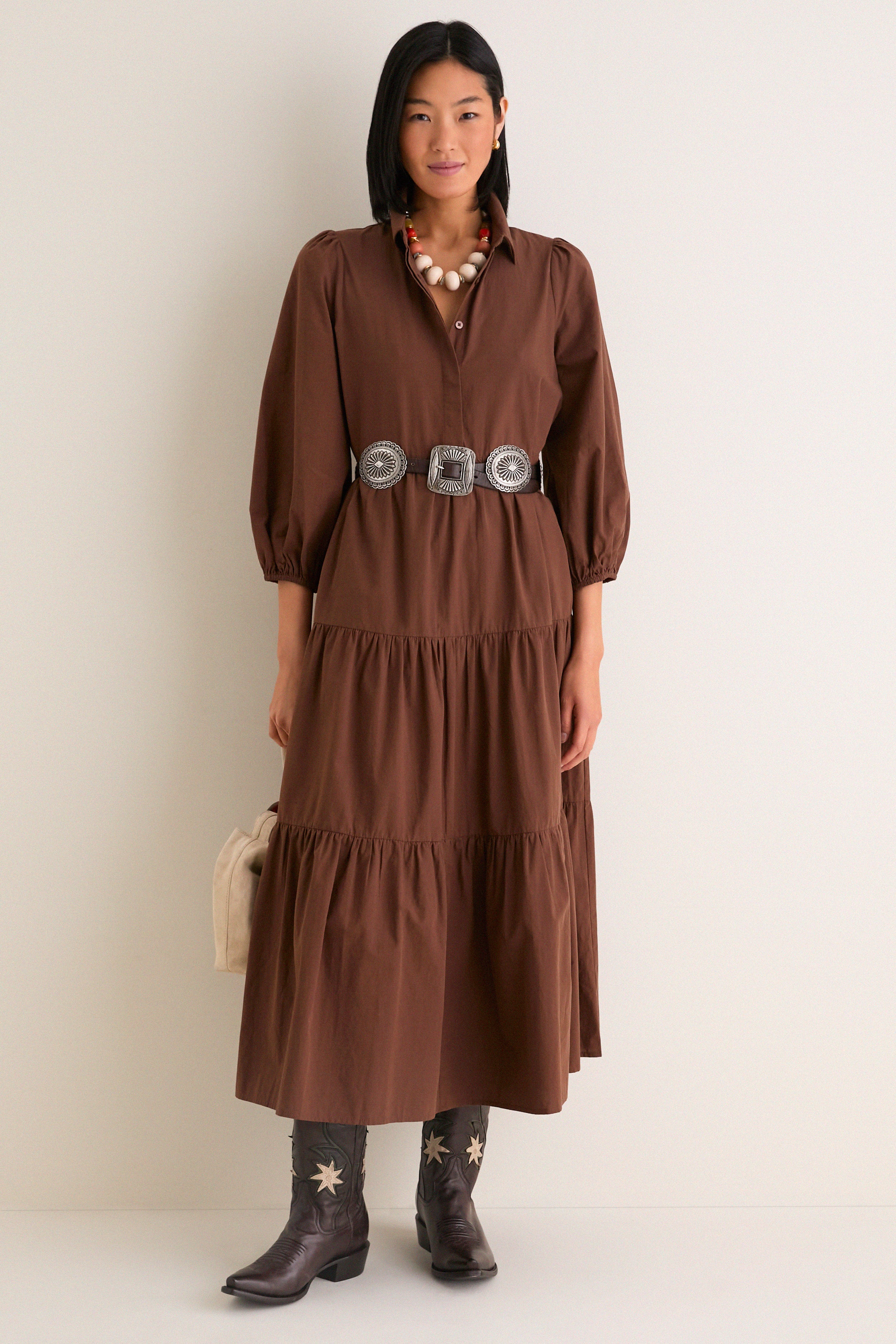 Chocolate Cotton Mabel Maxi Dress