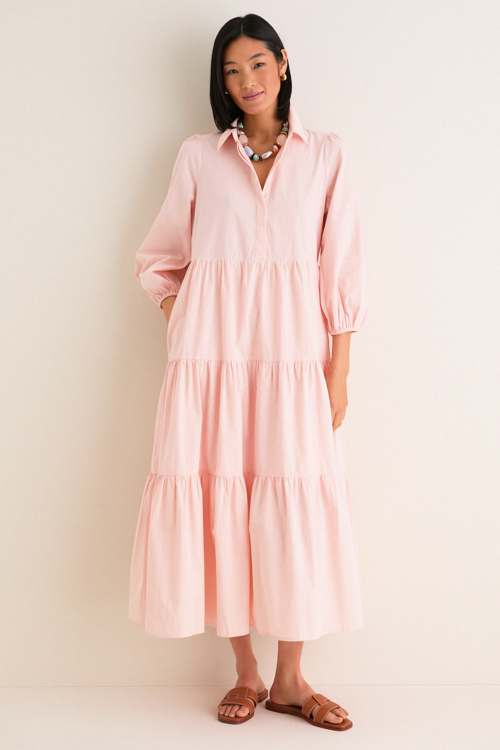 Blush Pink Cotton Mabel Maxi Dress