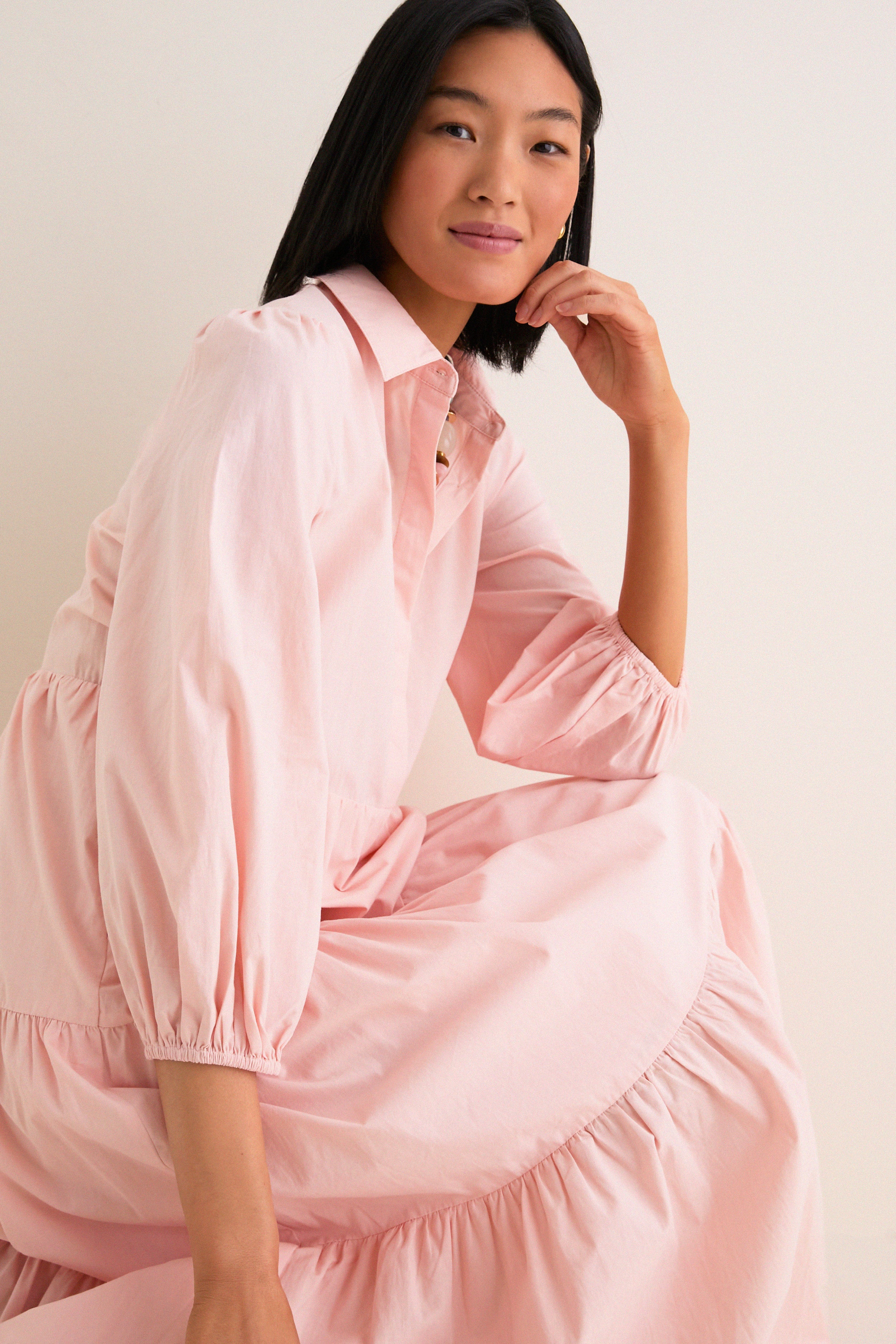 Blush Pink Cotton Mabel Maxi Dress
