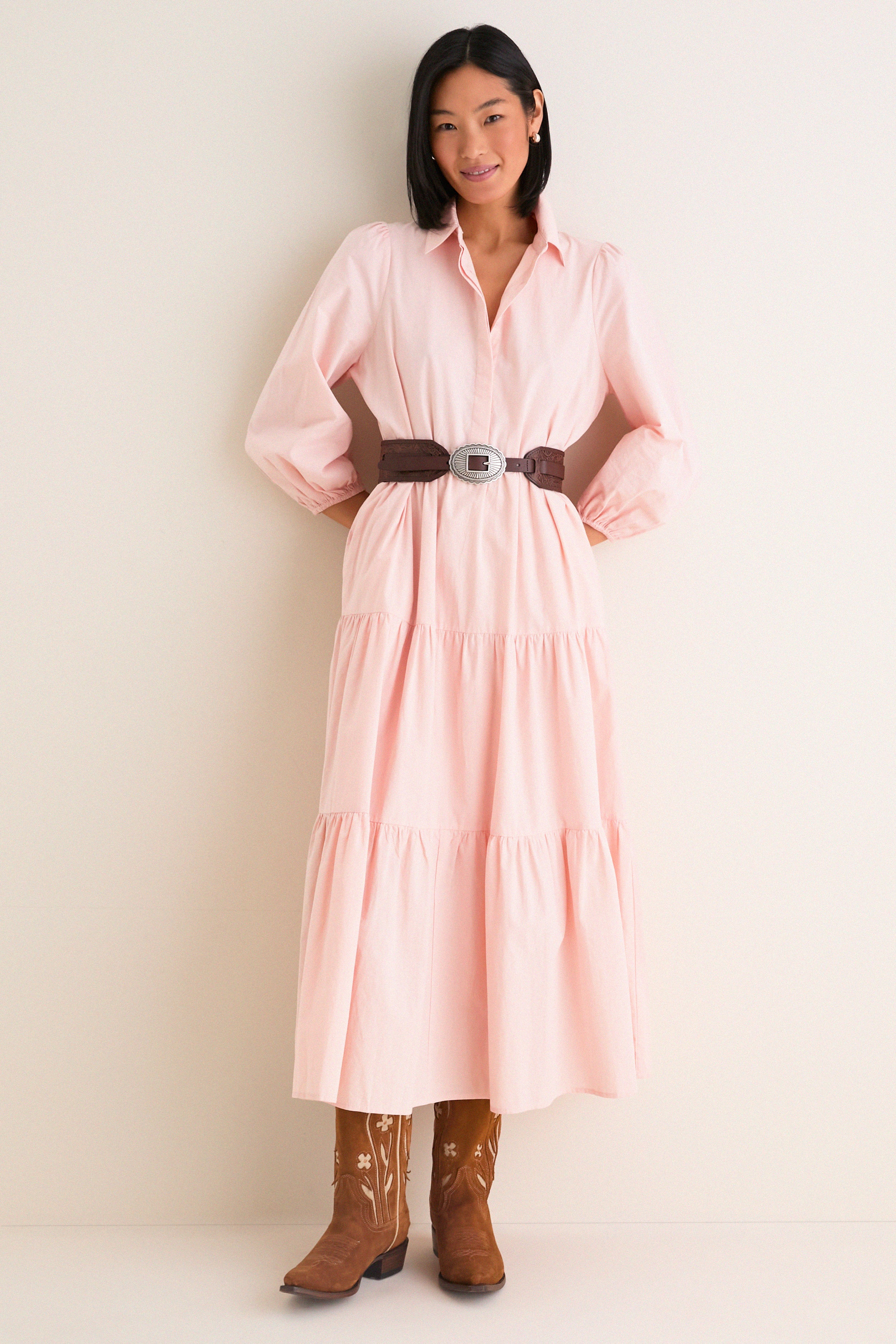 Blush Pink Cotton Mabel Maxi Dress