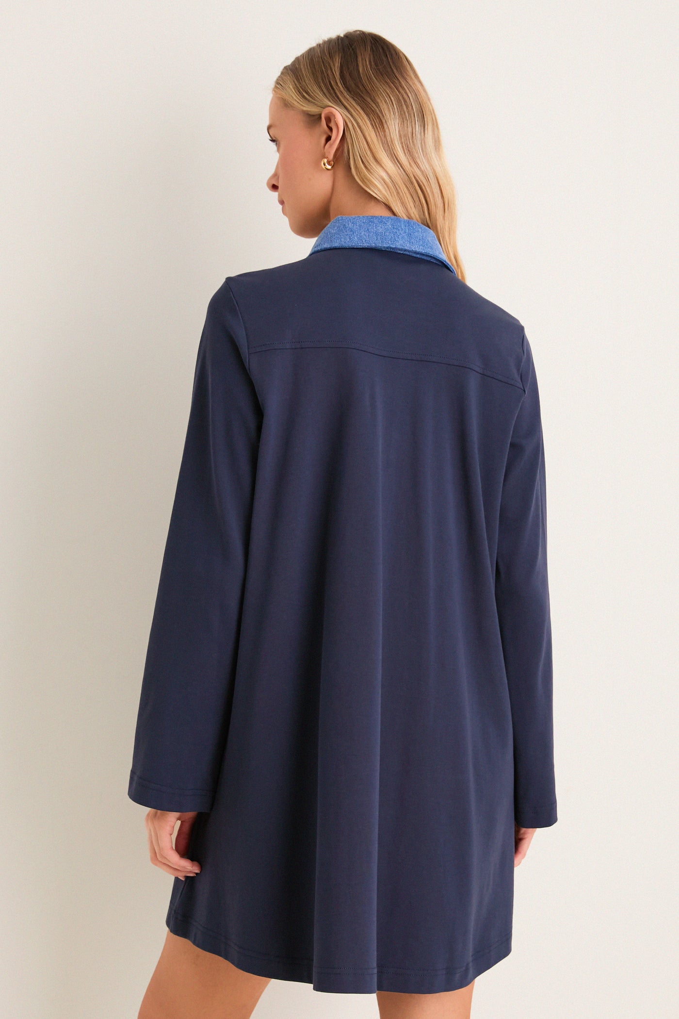 strapless open back dress Denim Collar Lynn Swing Mini Dress