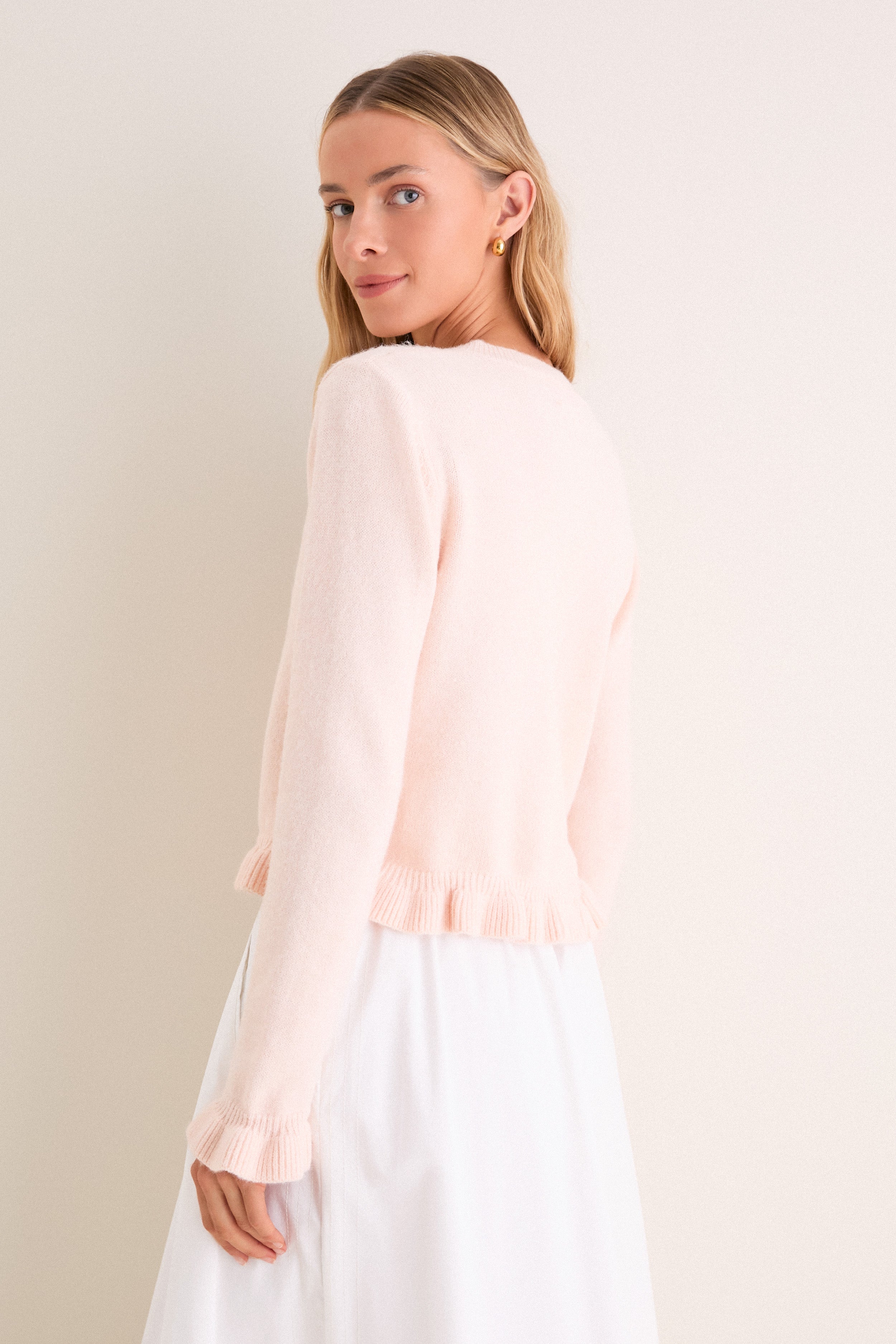 Pottery Pink Knit Patterson Ruffle Sweater
