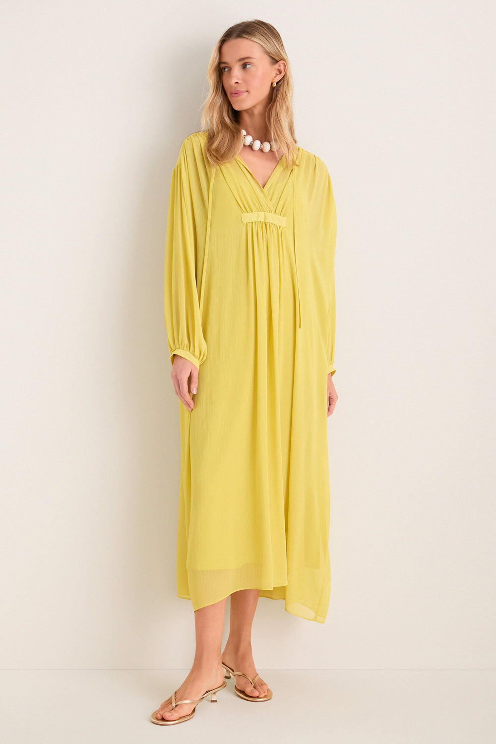chiffon caftan dress caftan style chiffon belted dress Off-White / FR 32