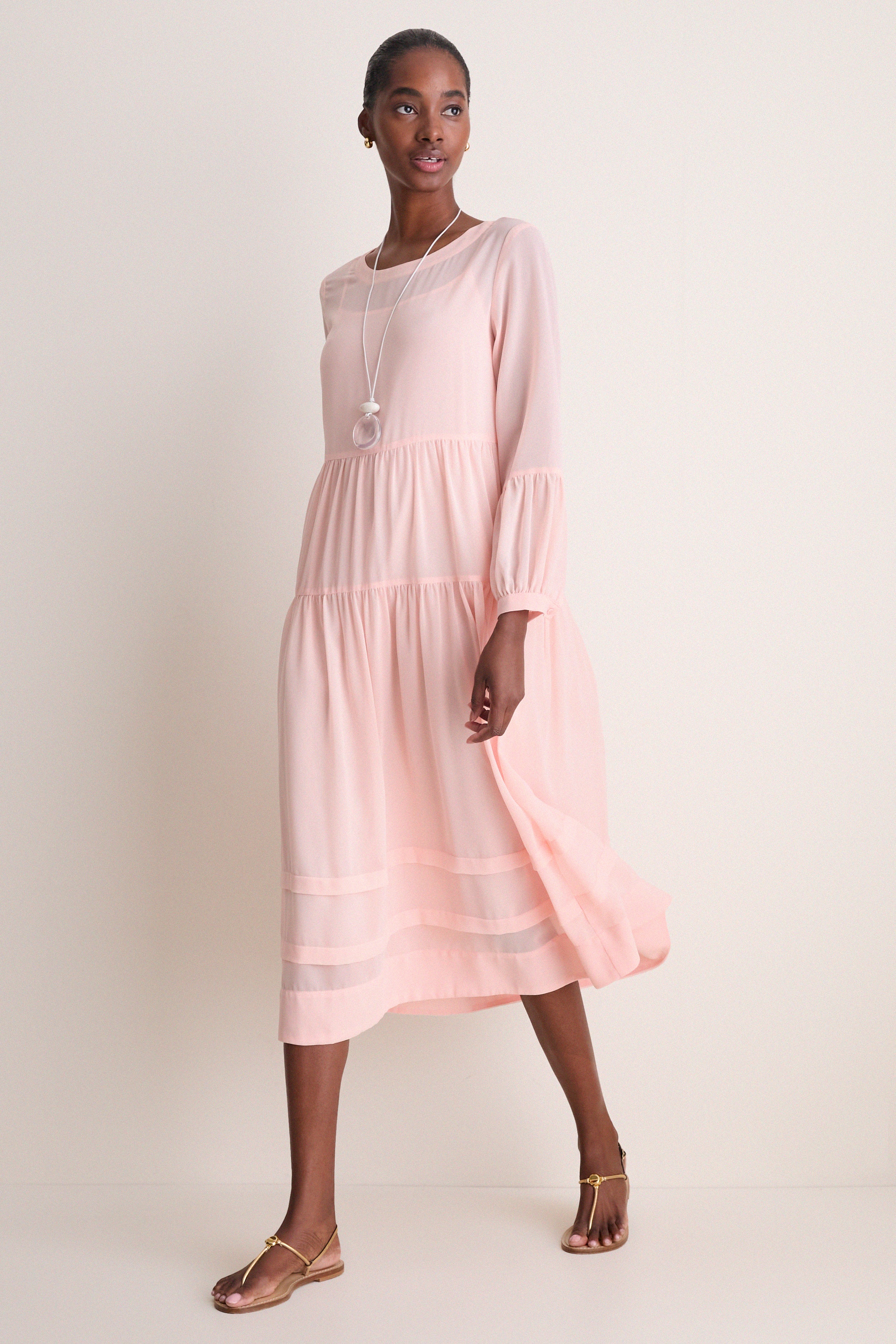 peach chiffon cocktail dress Shirred Peach Chiffon Crepe Gold Straps Bridesmaid Dress
