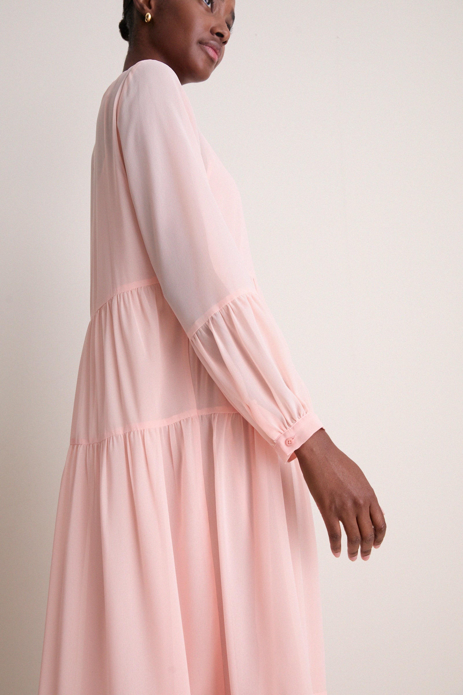 Peach Pink Chiffon Liesel Dress