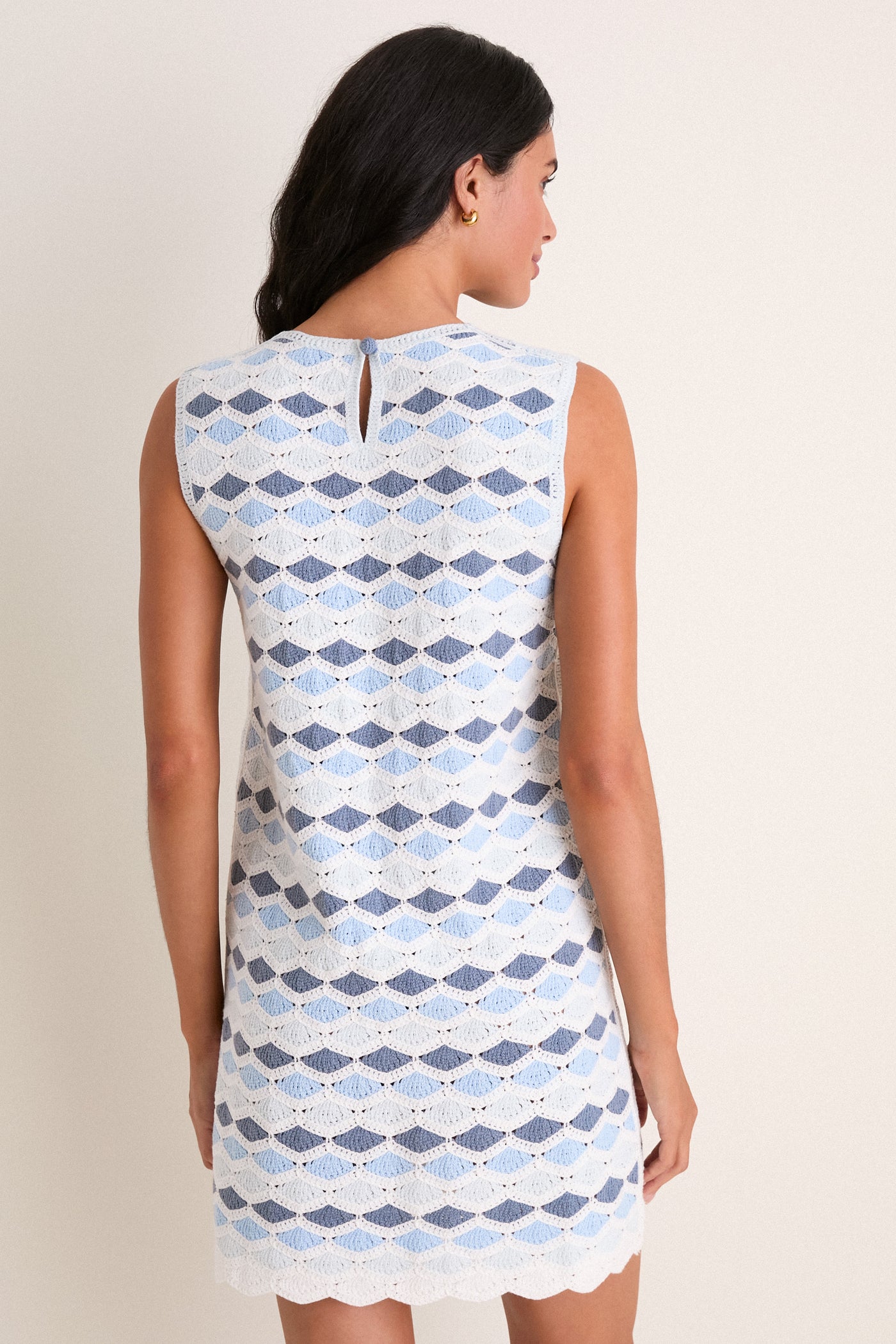 sea mosaic floral crochet dress Sea Mosaic Floral Crochet Dress In Green Navy