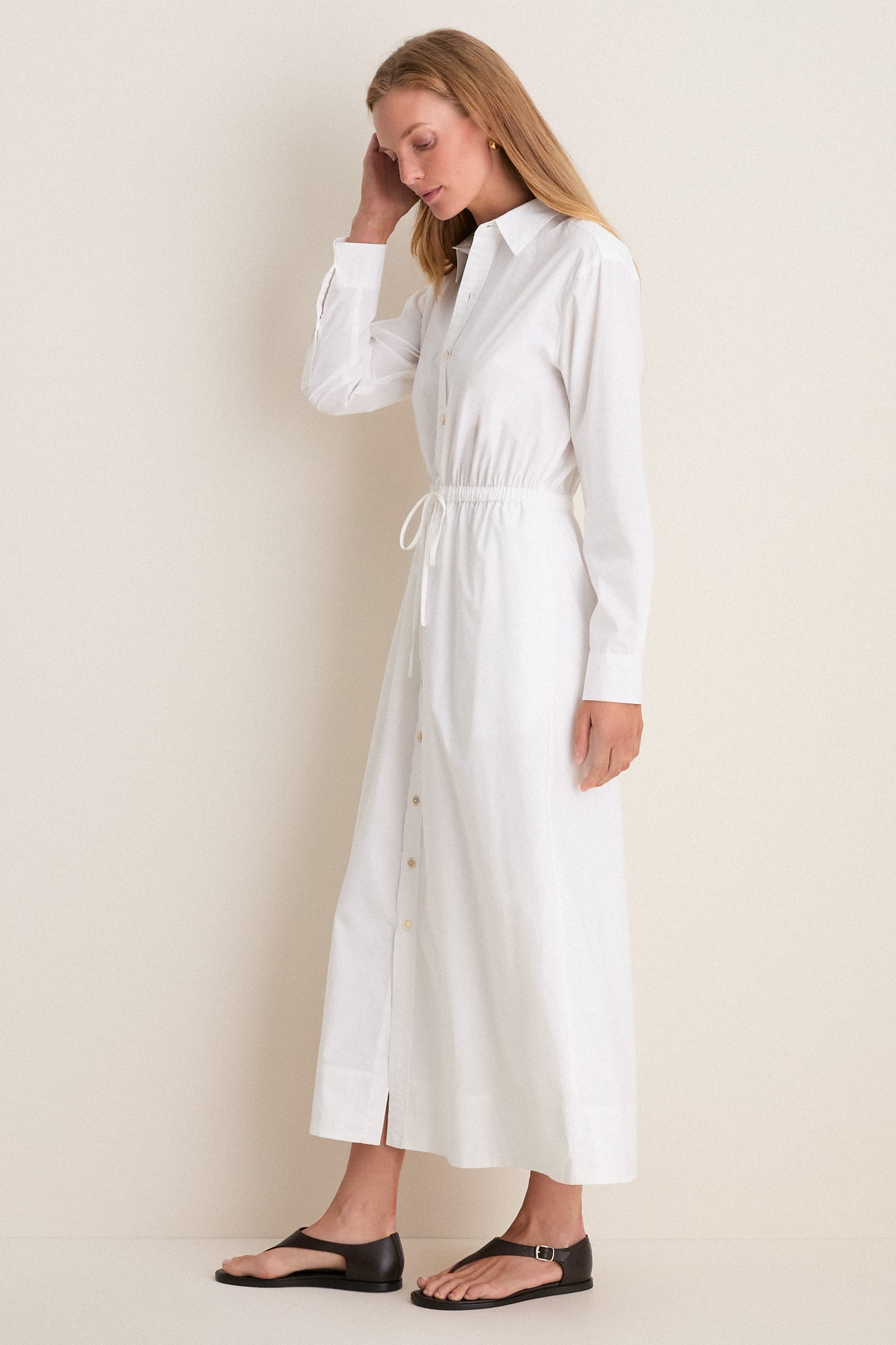 White Cotton Poplin Julien Shirt Dress