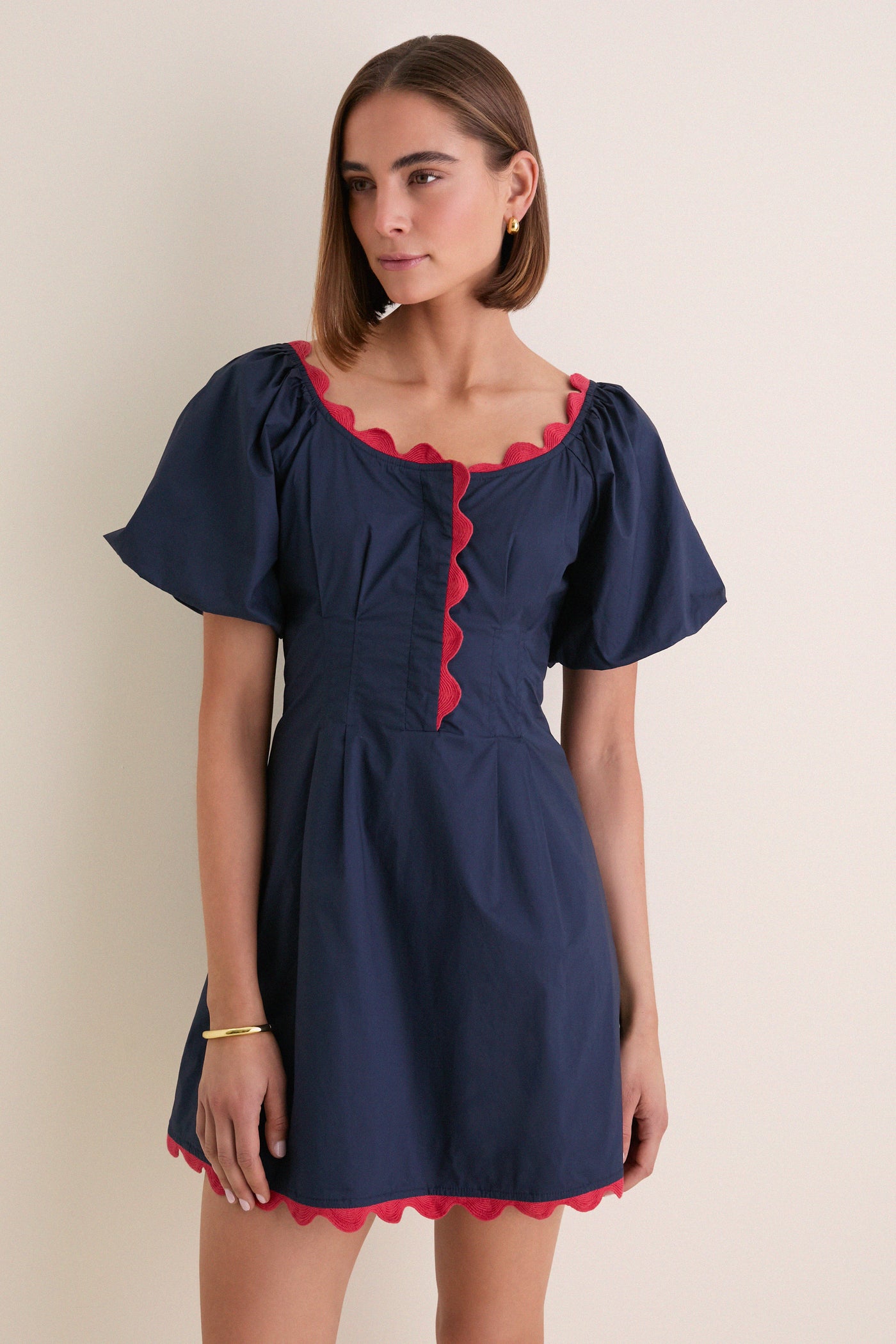 Tuckernuck Navy and Red Ric Rac Daley Mini Dress Navy and Red / 0