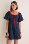 Navy and Red Ric Rac Daley Mini Dress