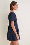 Navy and Red Ric Rac Daley Mini Dress