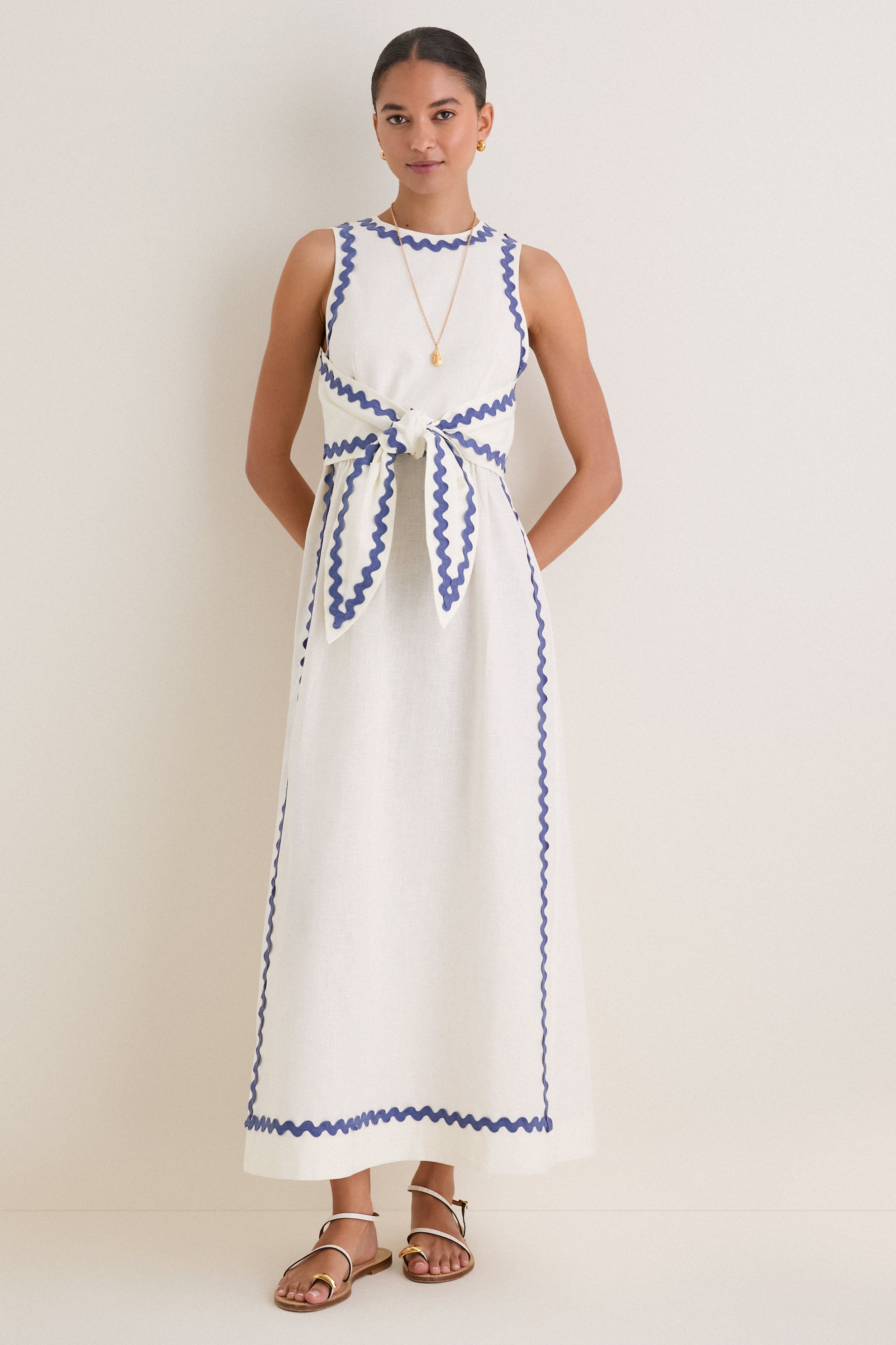 White Ric Rac Tie Brocks Dress