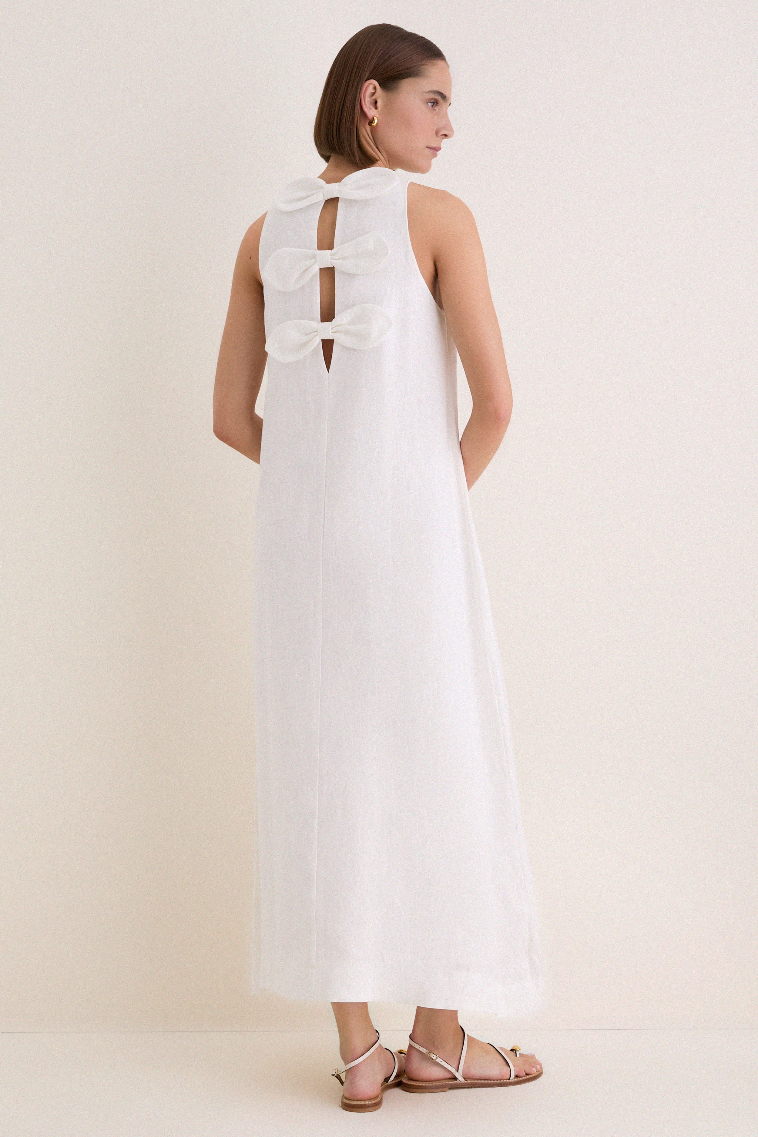 White Linen Portia Dress