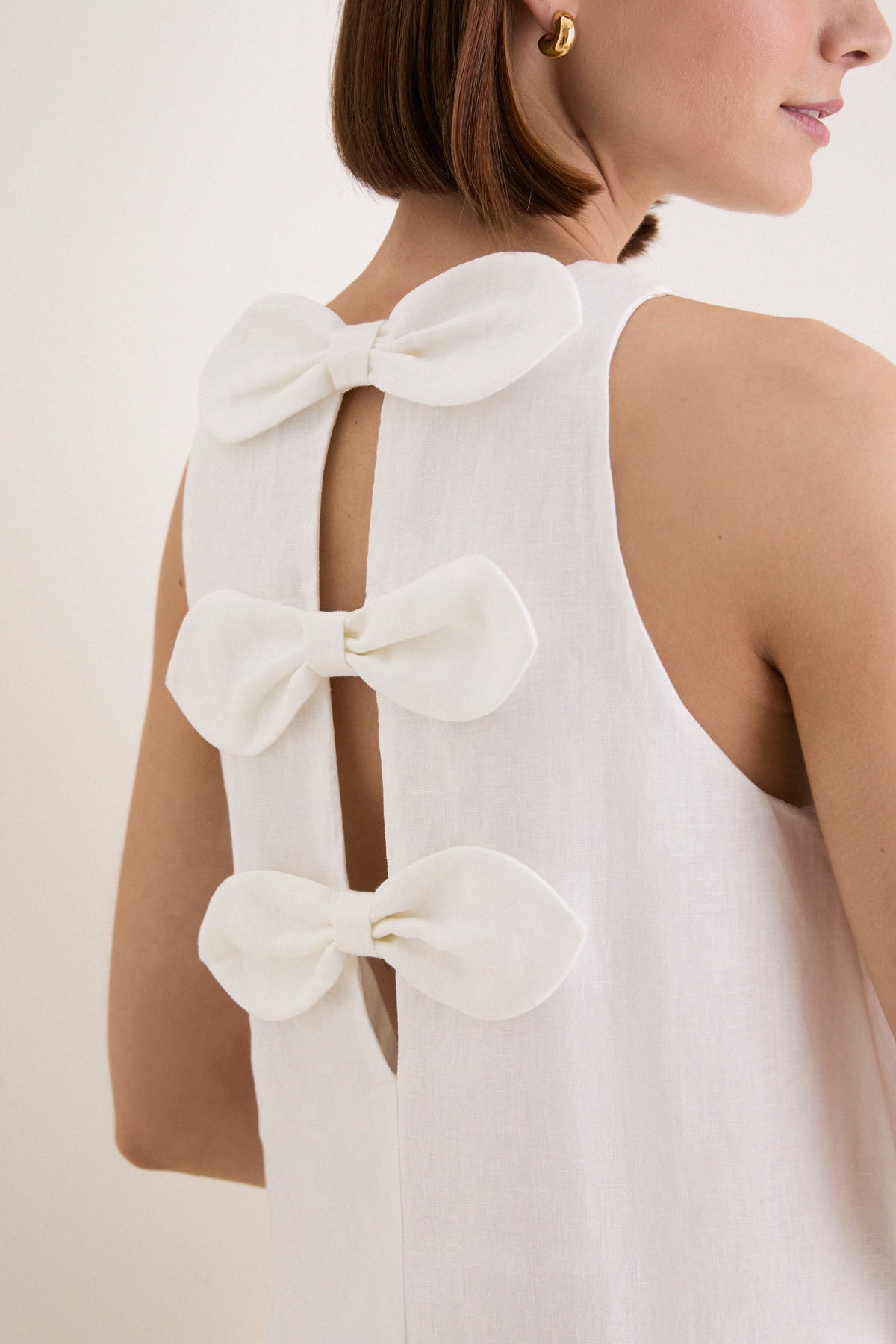 linen dress with bow Citrine Linen Bow Front Midi Dress