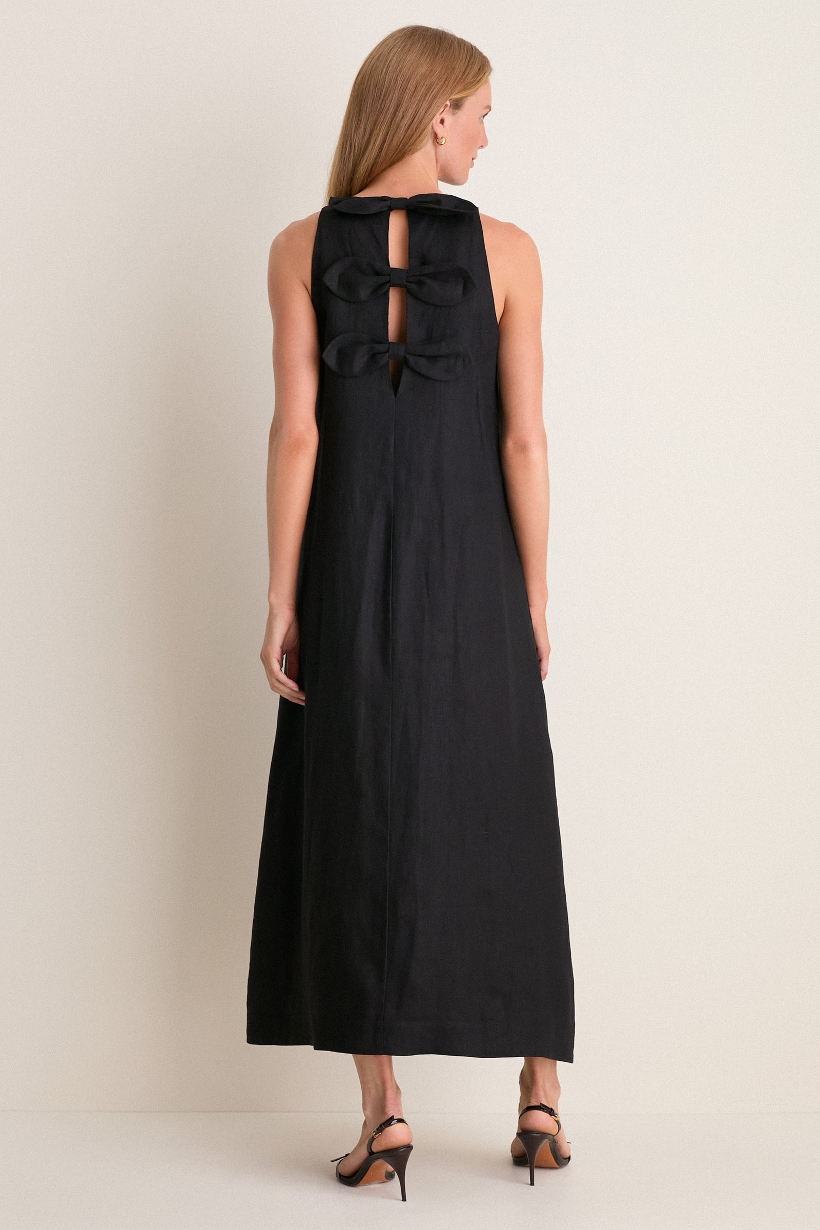 Black Linen Portia Dress