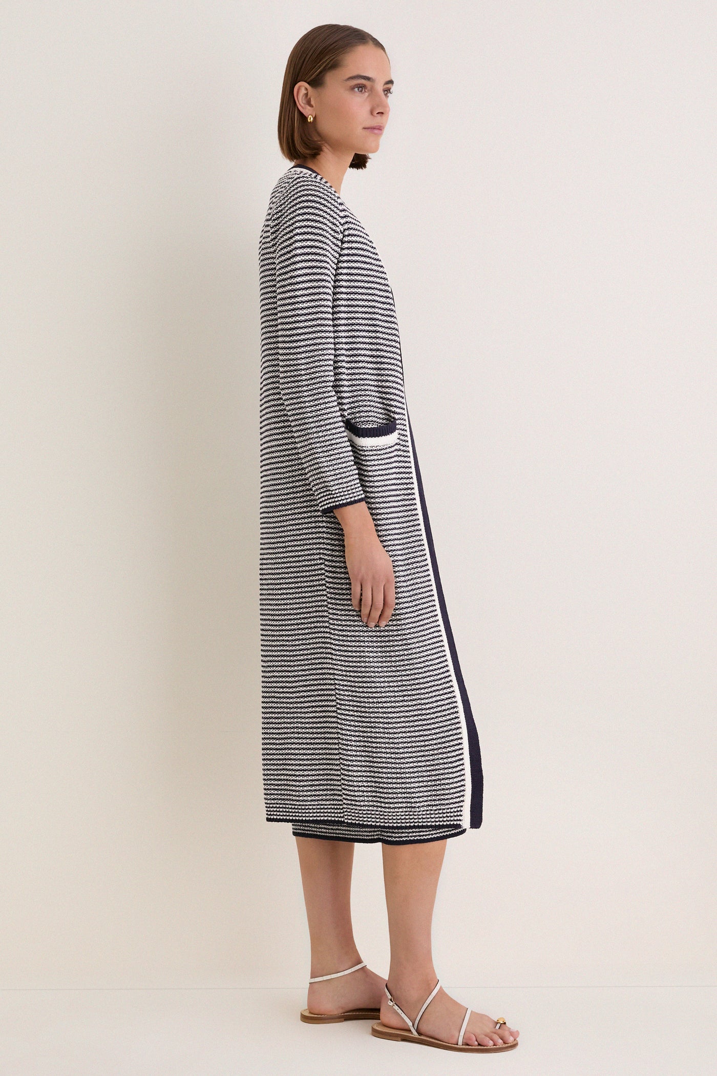 Navy Stripe Olsen Duster Cardigan