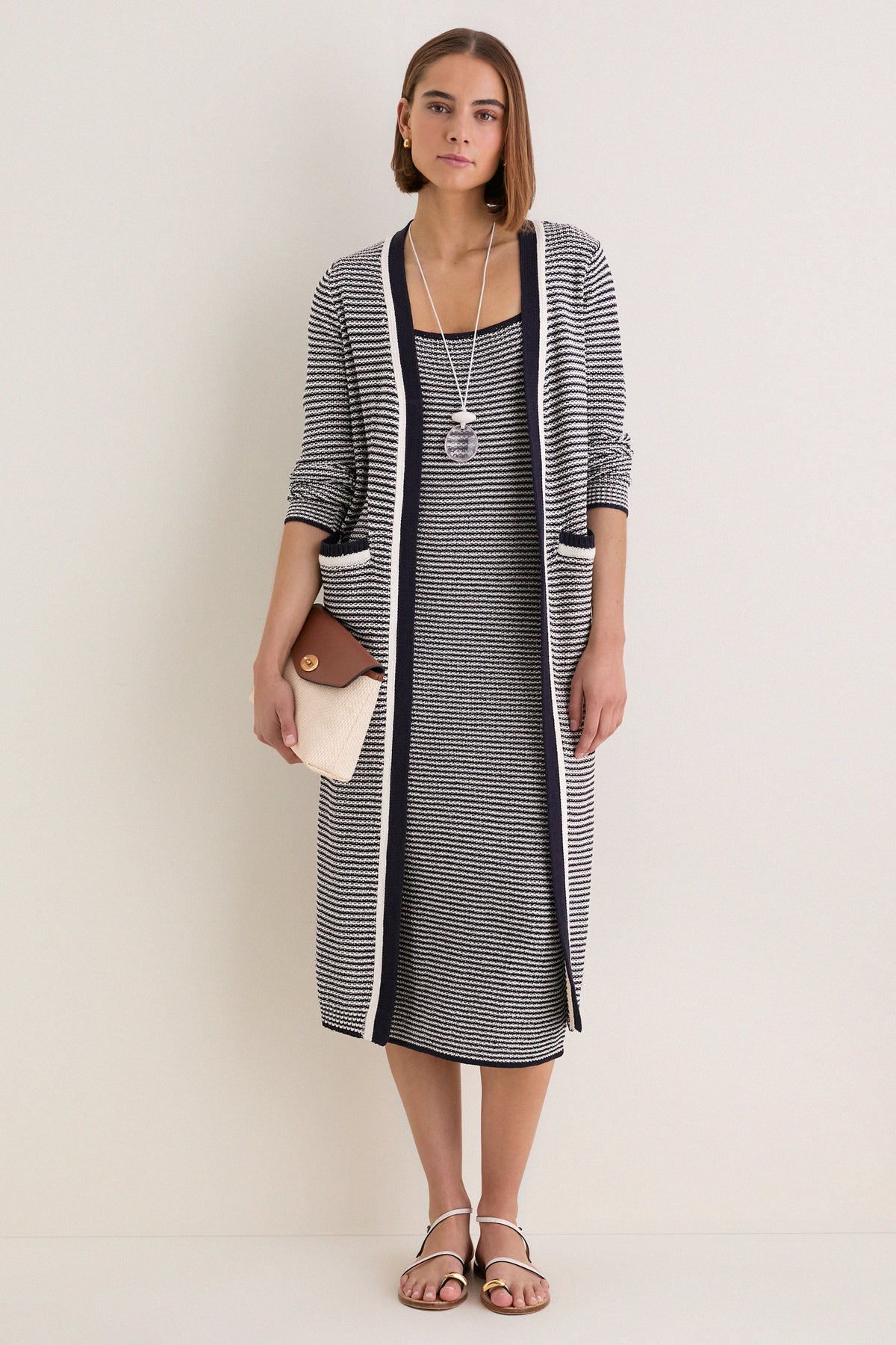 Navy Stripe Olsen Duster Cardigan