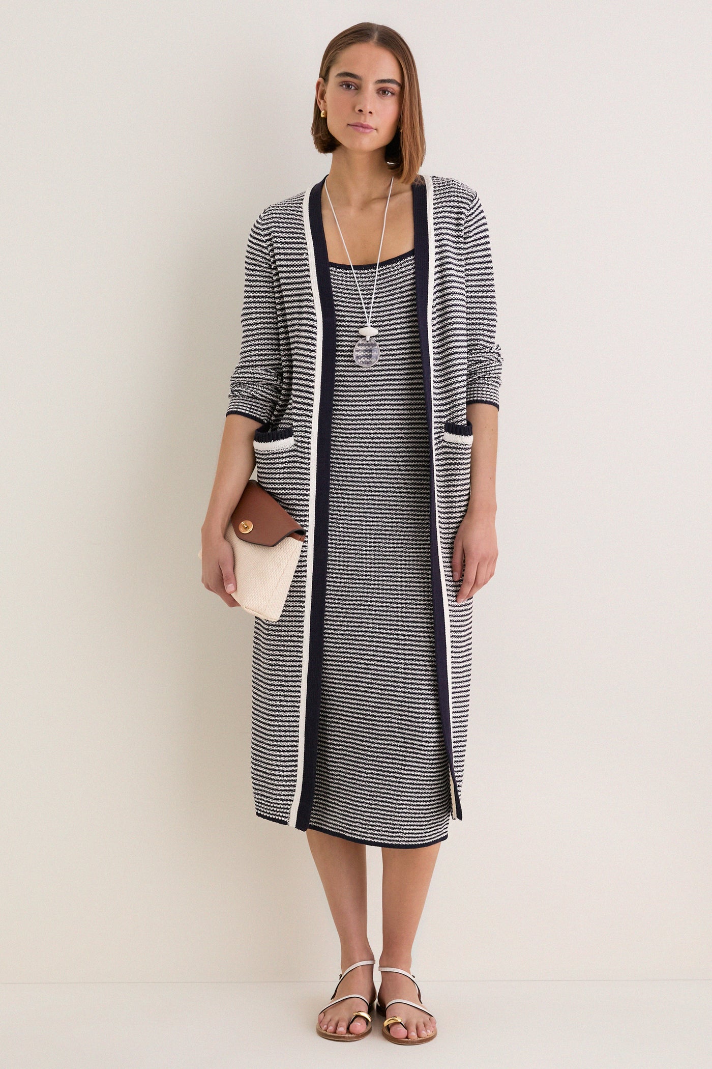 Navy Stripe Olsen Duster Cardigan