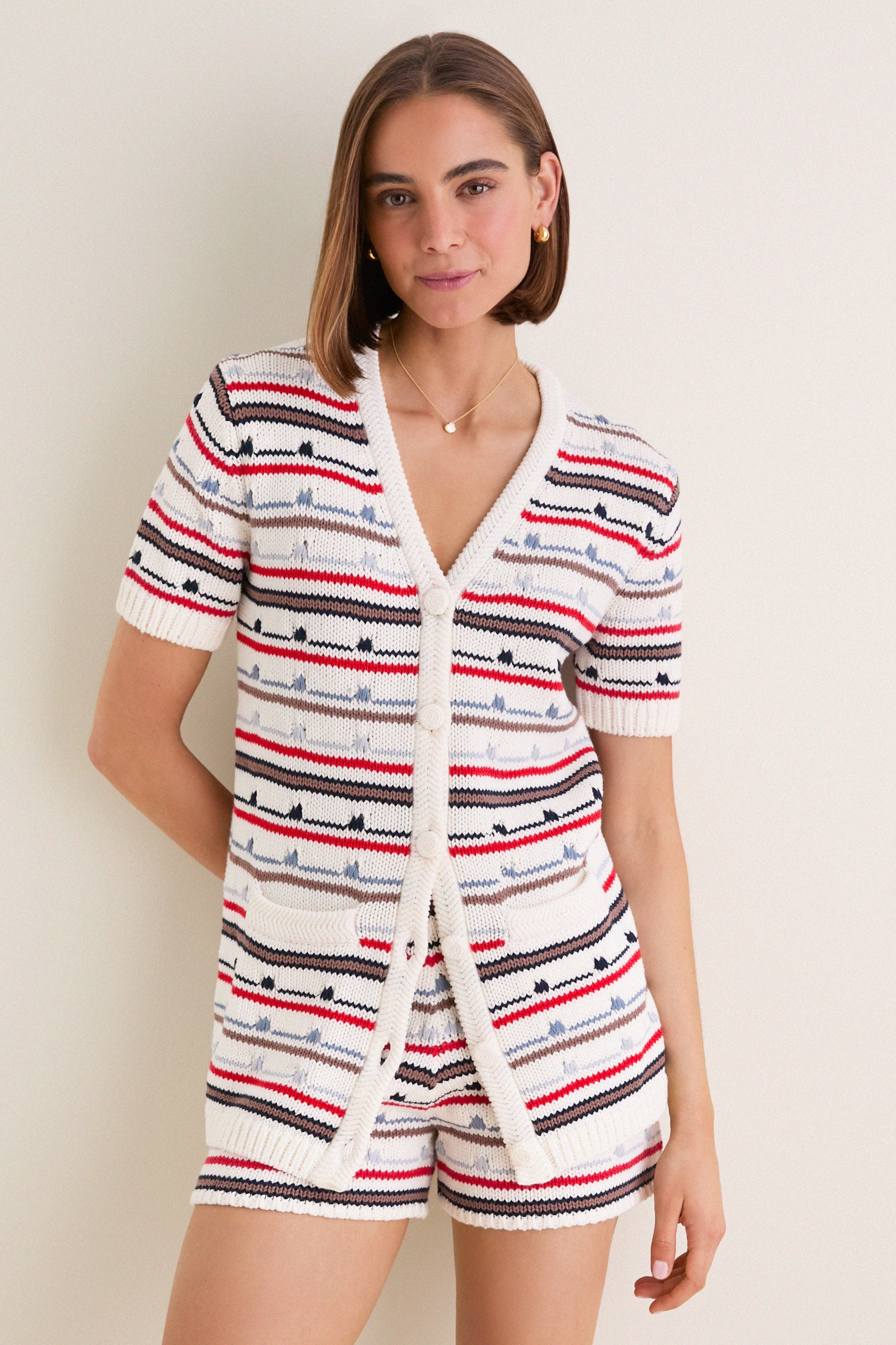 Mariner Stripe Knit Thames Cardigan