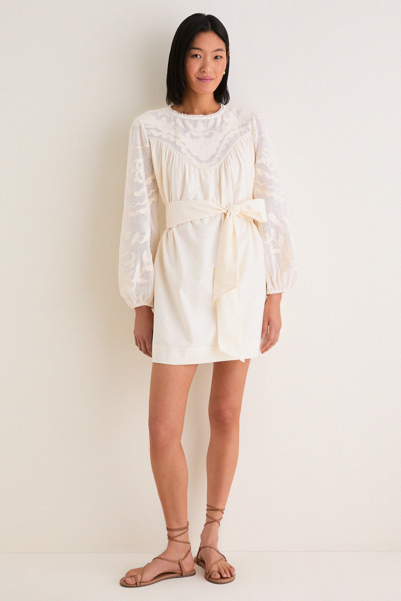Tuckernuck Ivory Patchwork Embroidered Cressida Mini Dress Ivory / M