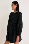 Black Patchwork Embroidered Cressida Mini Dress