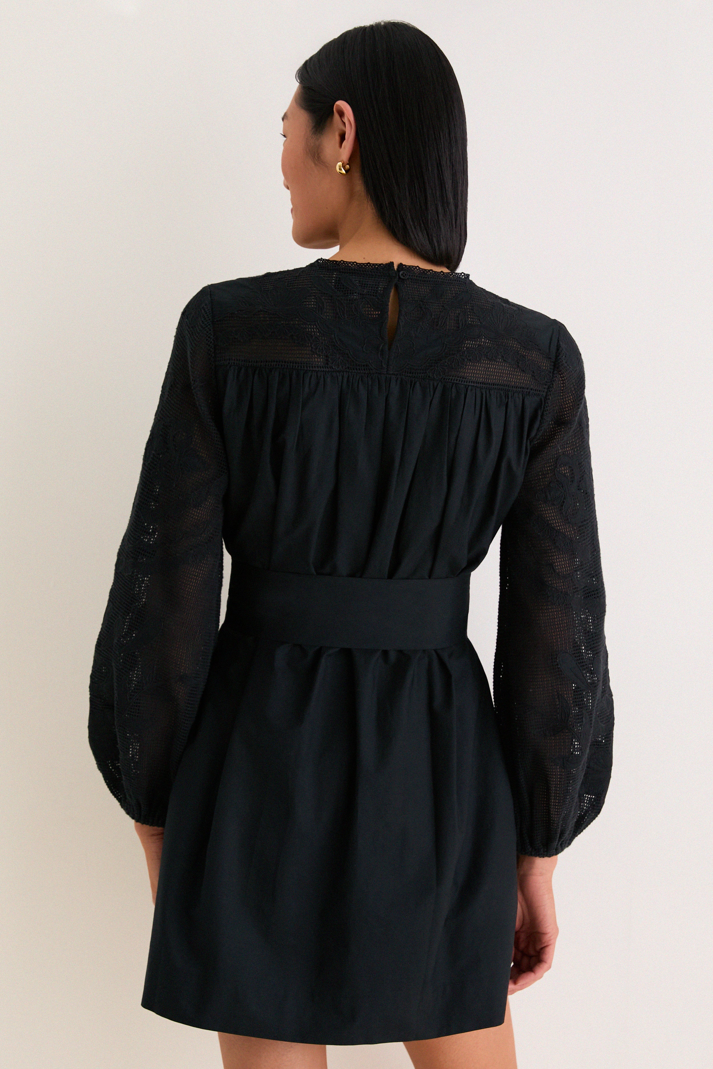 Black Patchwork Embroidered Cressida Mini Dress | Tuckernuck