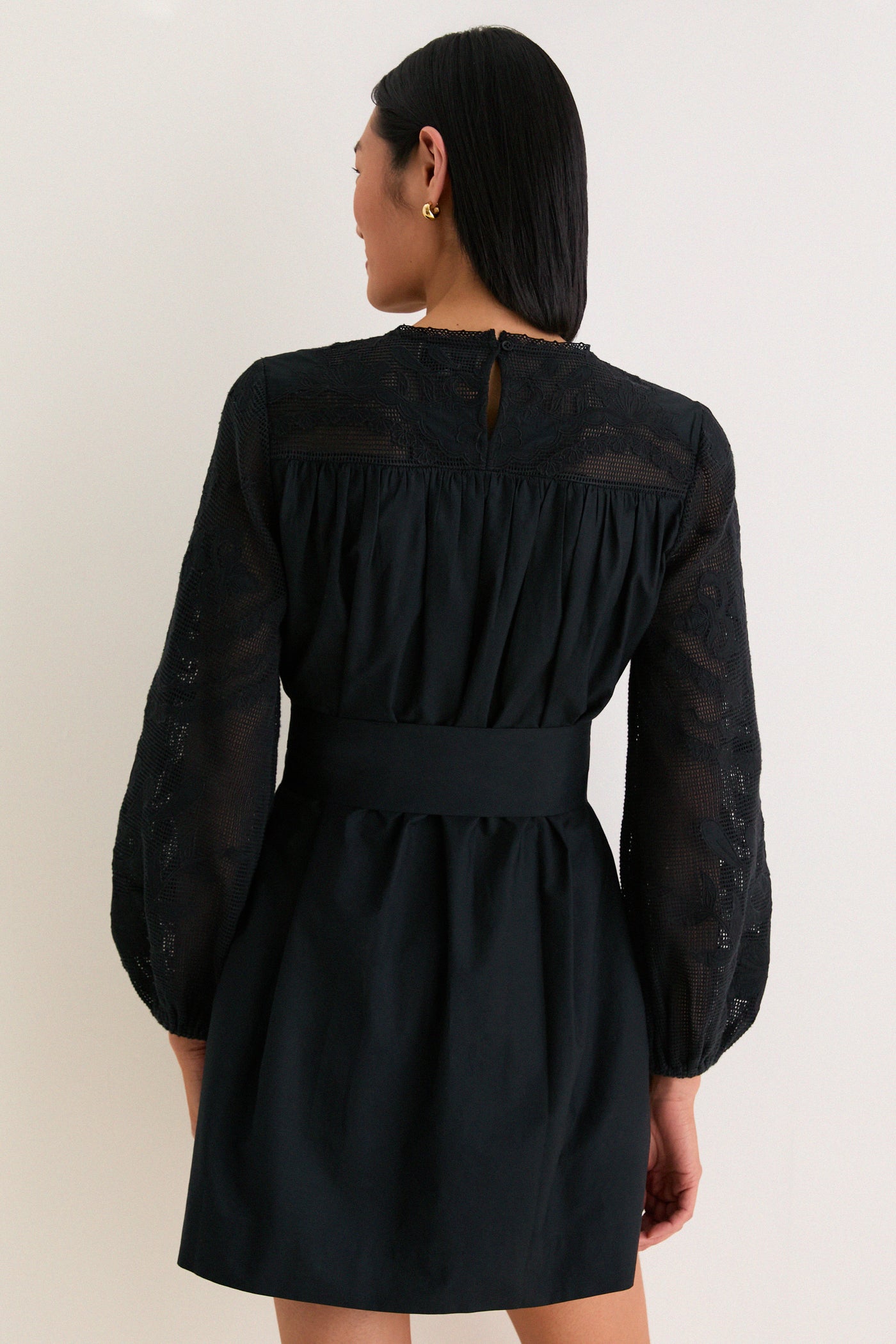 Black Patchwork Embroidered Cressida Mini Dress