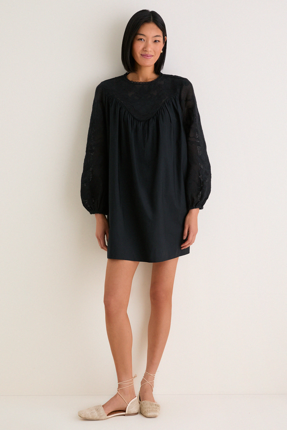 Tuckernuck Black Patchwork Embroidered Cressida Mini Dress Black / XXL Tuckernuck Black Patchwork Embroidered Cressida Mini Dress Black / XXL
