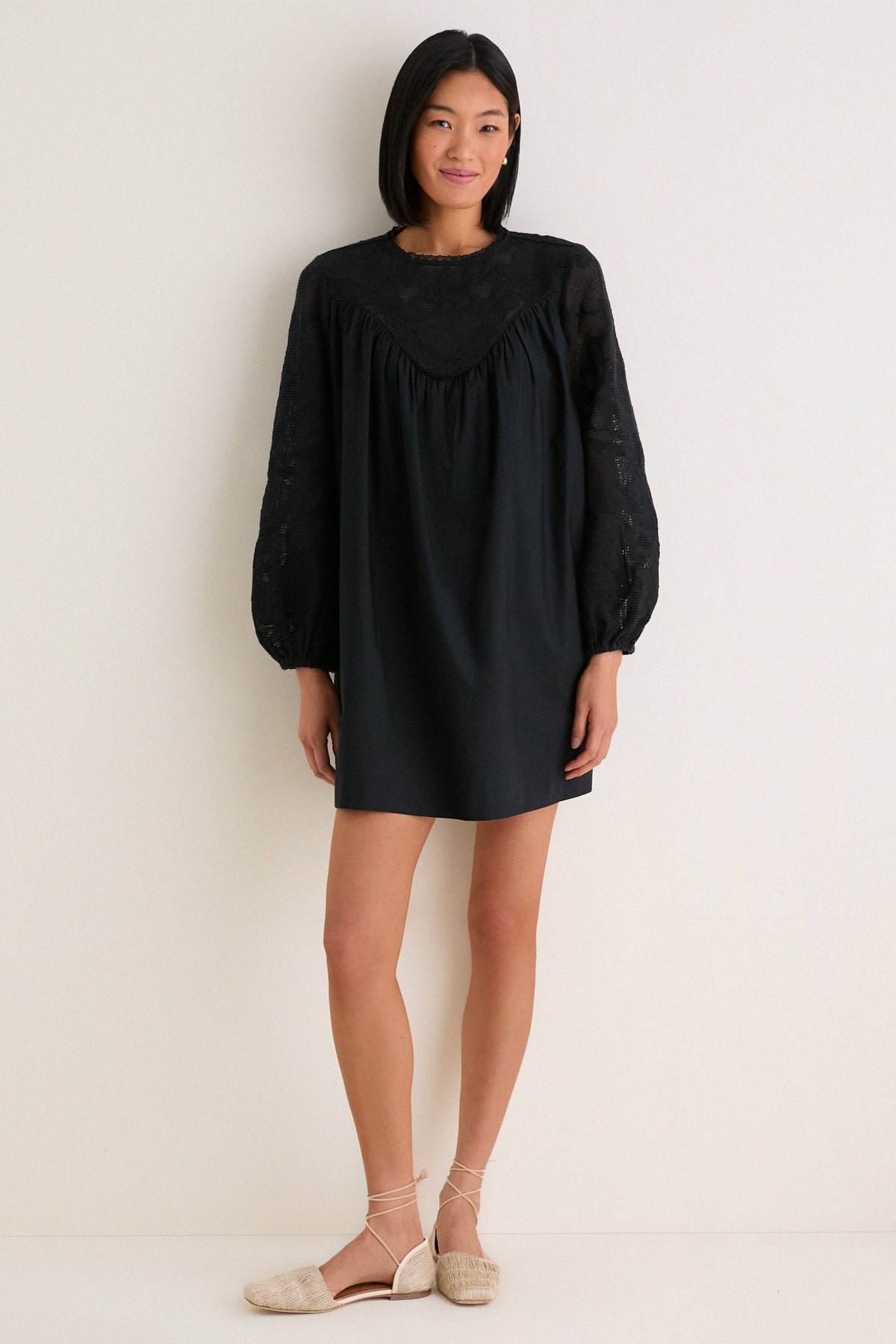 Black Patchwork Embroidered Cressida Mini Dress