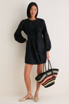 Black Patchwork Embroidered Cressida Mini Dress