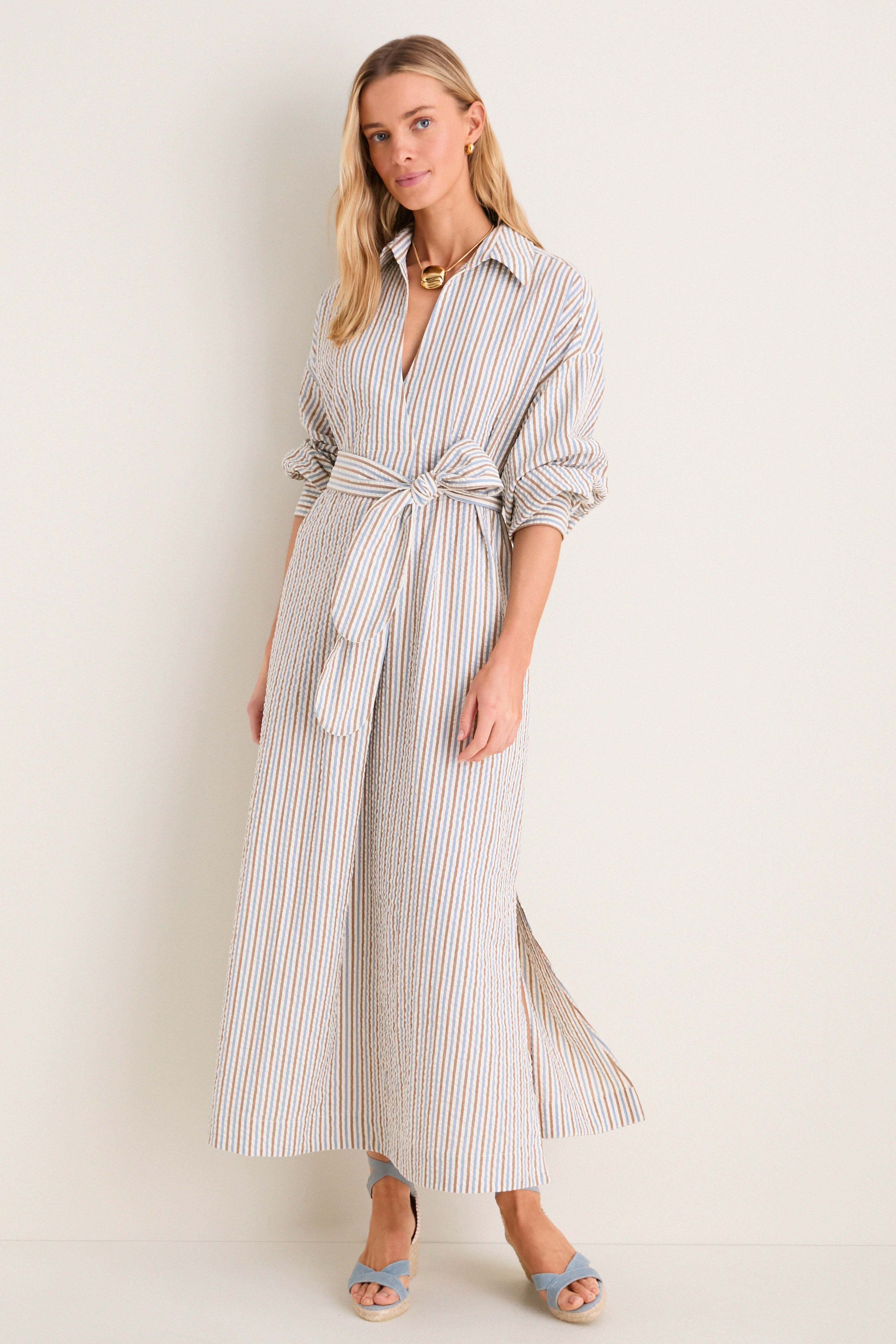 Multi Seersucker Annette Maxi Shirt Dress | Tuckernuck